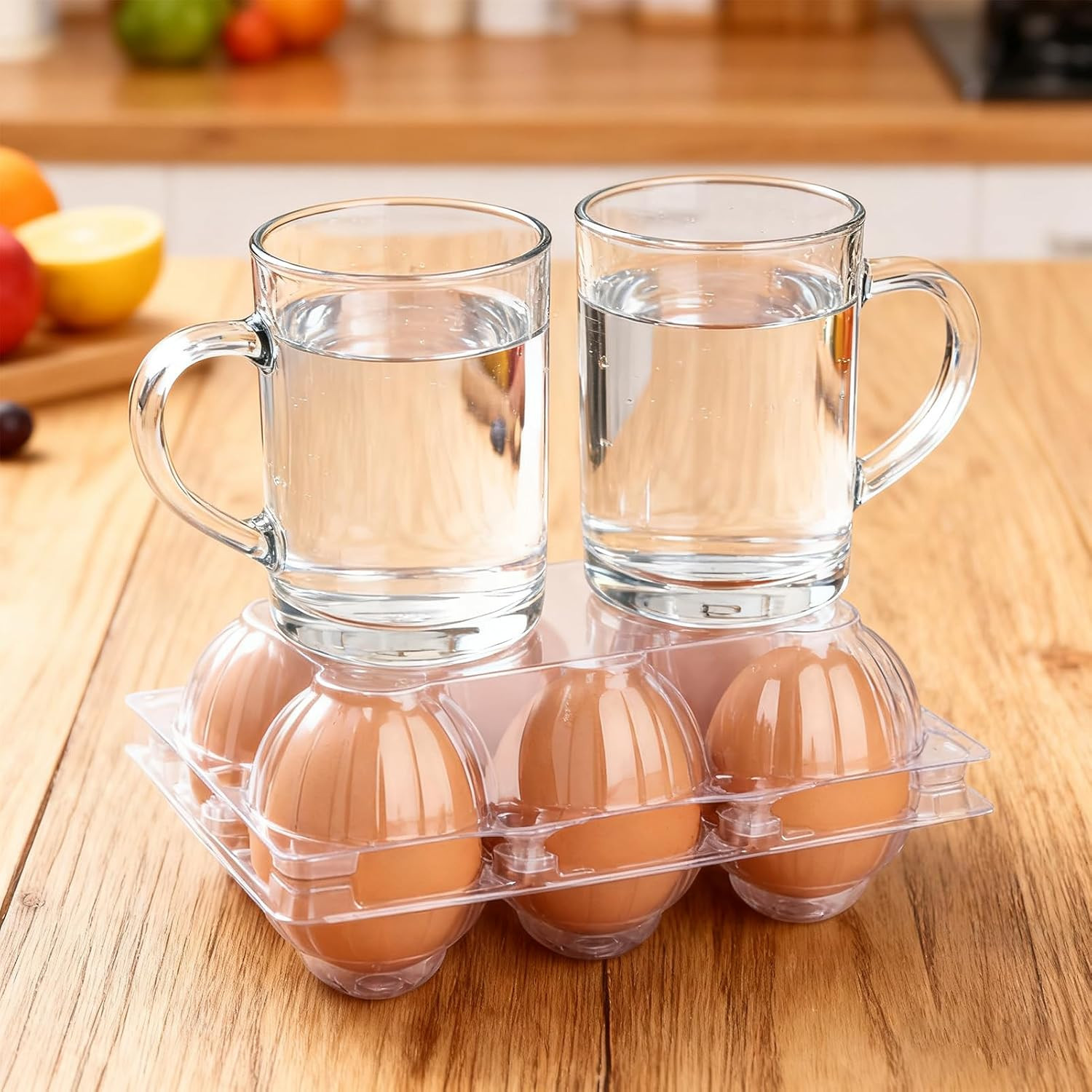 Plastic Clear Egg Carton for 6 Eggs,12Pack Egg Tray Reusable Medium Size Egg Car