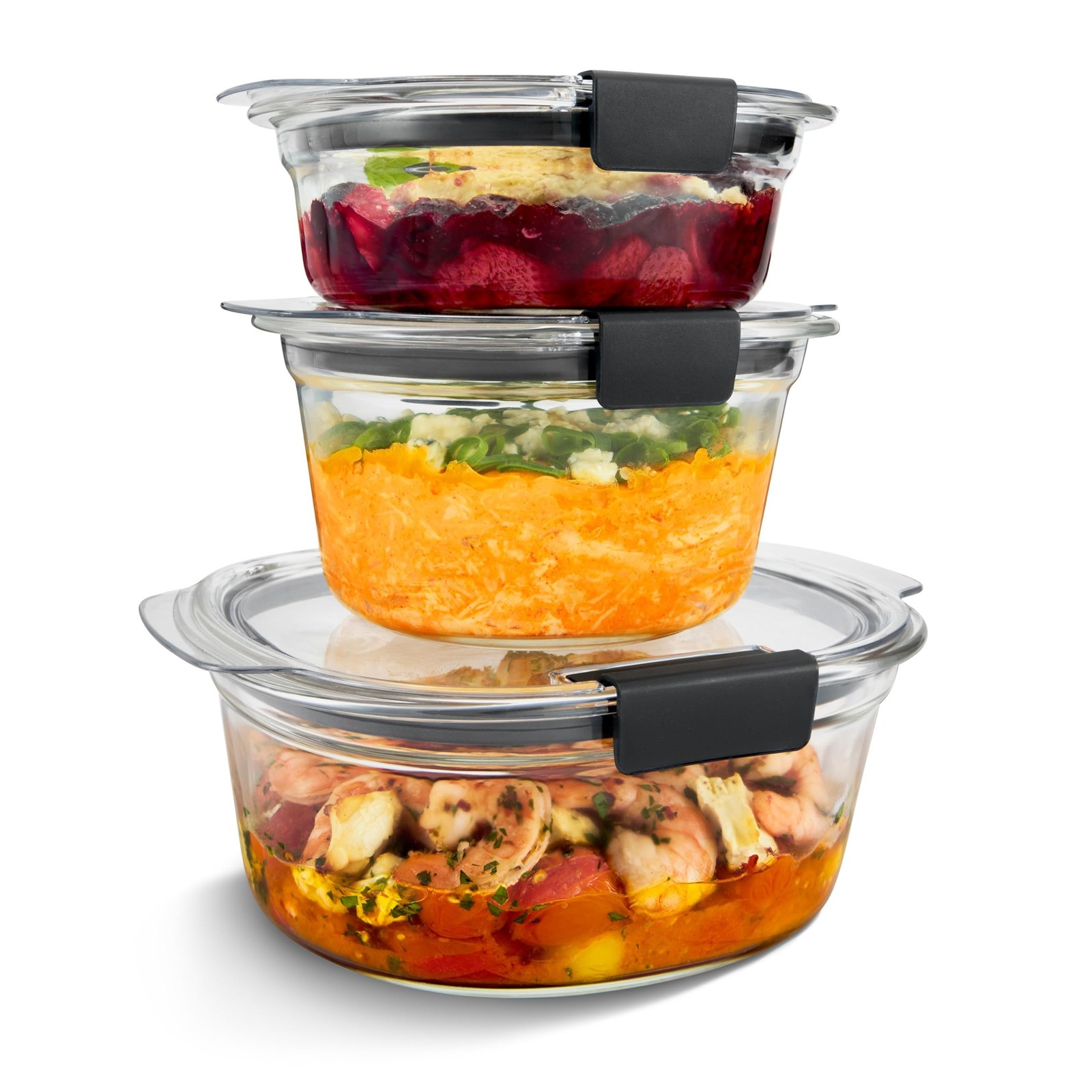 Rubbermaid Brilliance® Glass Round Leak-Proof Assorted Sizes (6-Piece), Clear