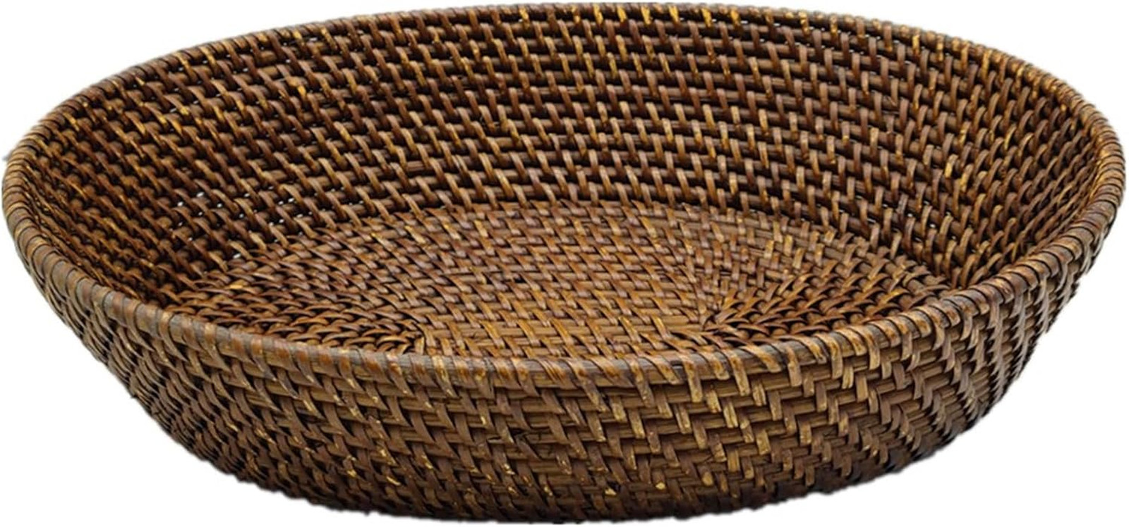 Dark Brown Rattan Fruit Basket with High Wall – Stylish Serving Bowl