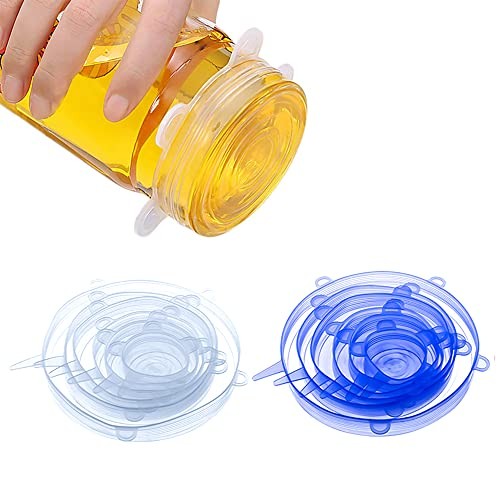 12 Pcs Silicone Stretch Lids Set Reusable Food Storage Bowl Covers 6 Sizes White
