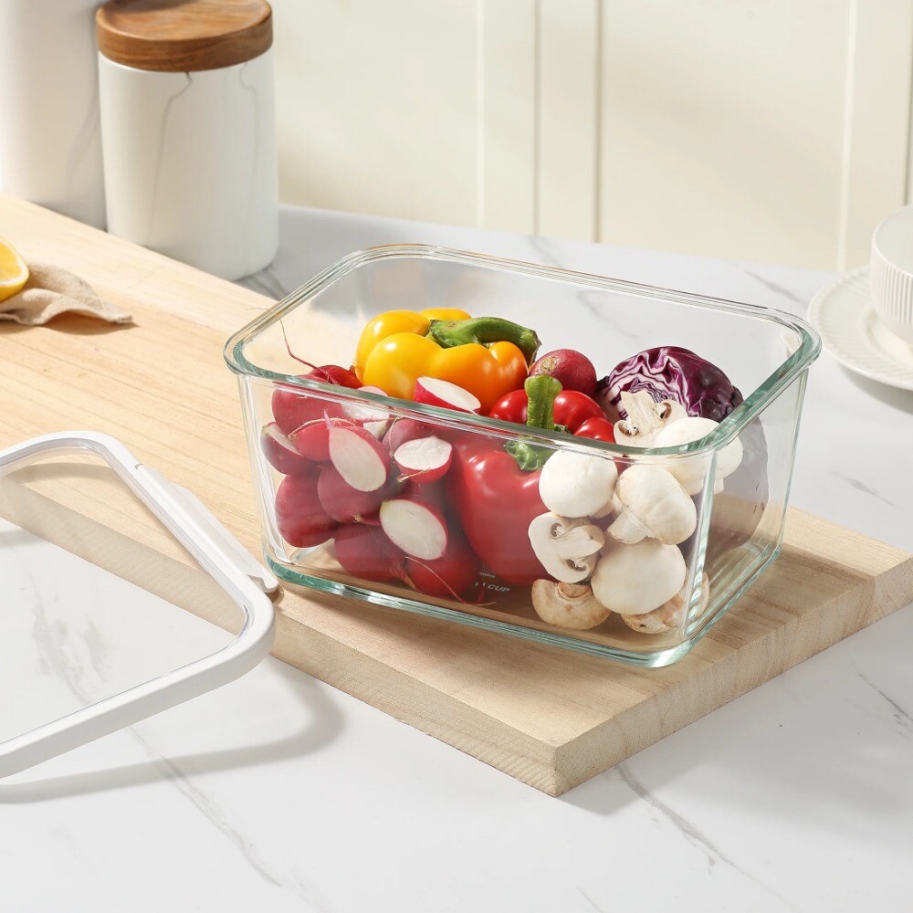 (2 pack) 14Cup Glass Food Storage Container with Tritan Lid. Set of 1, 2 Pieces