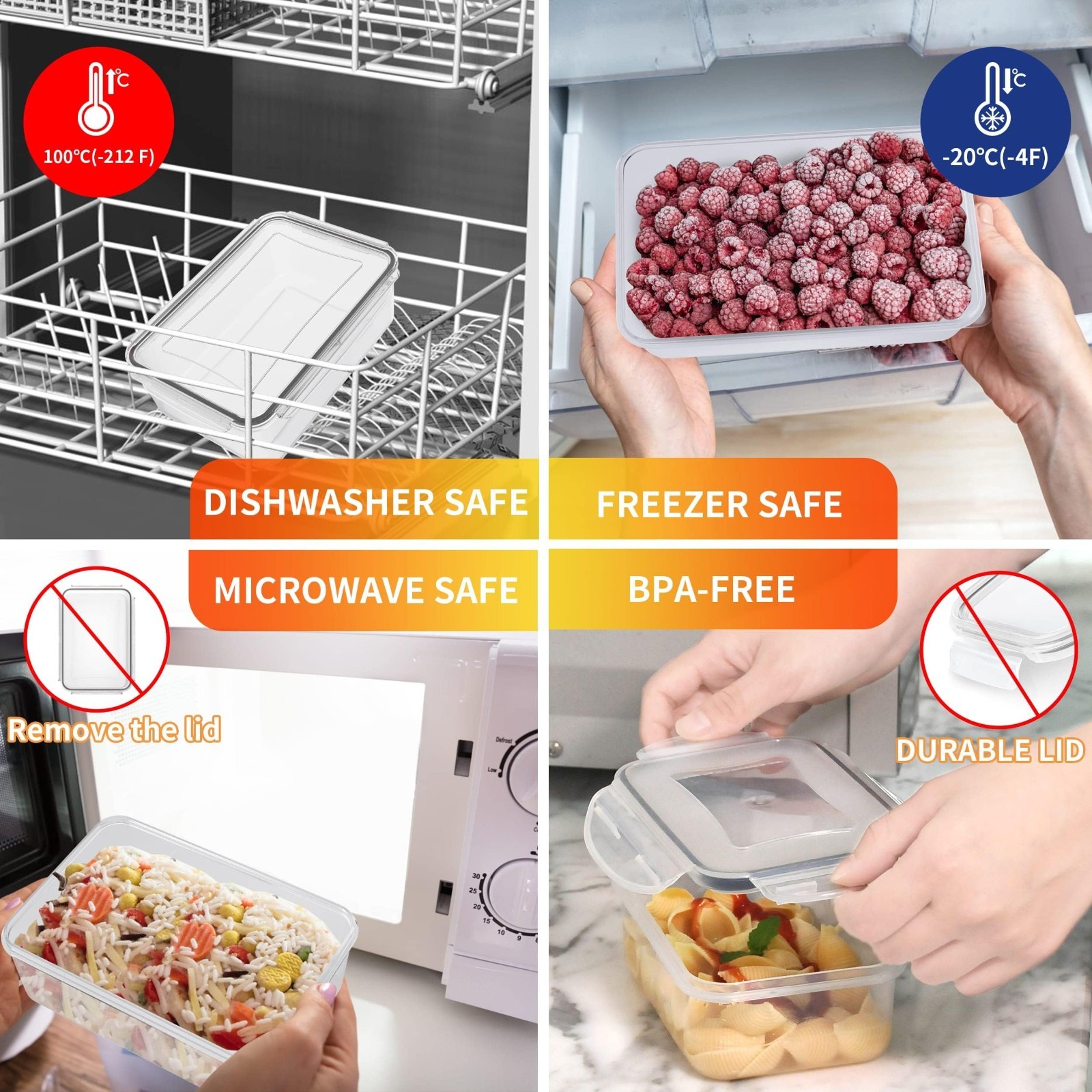 40 PCS Airtight Plastic Food Storage Containers, BPA-Free, Leakproof Meal Prep,