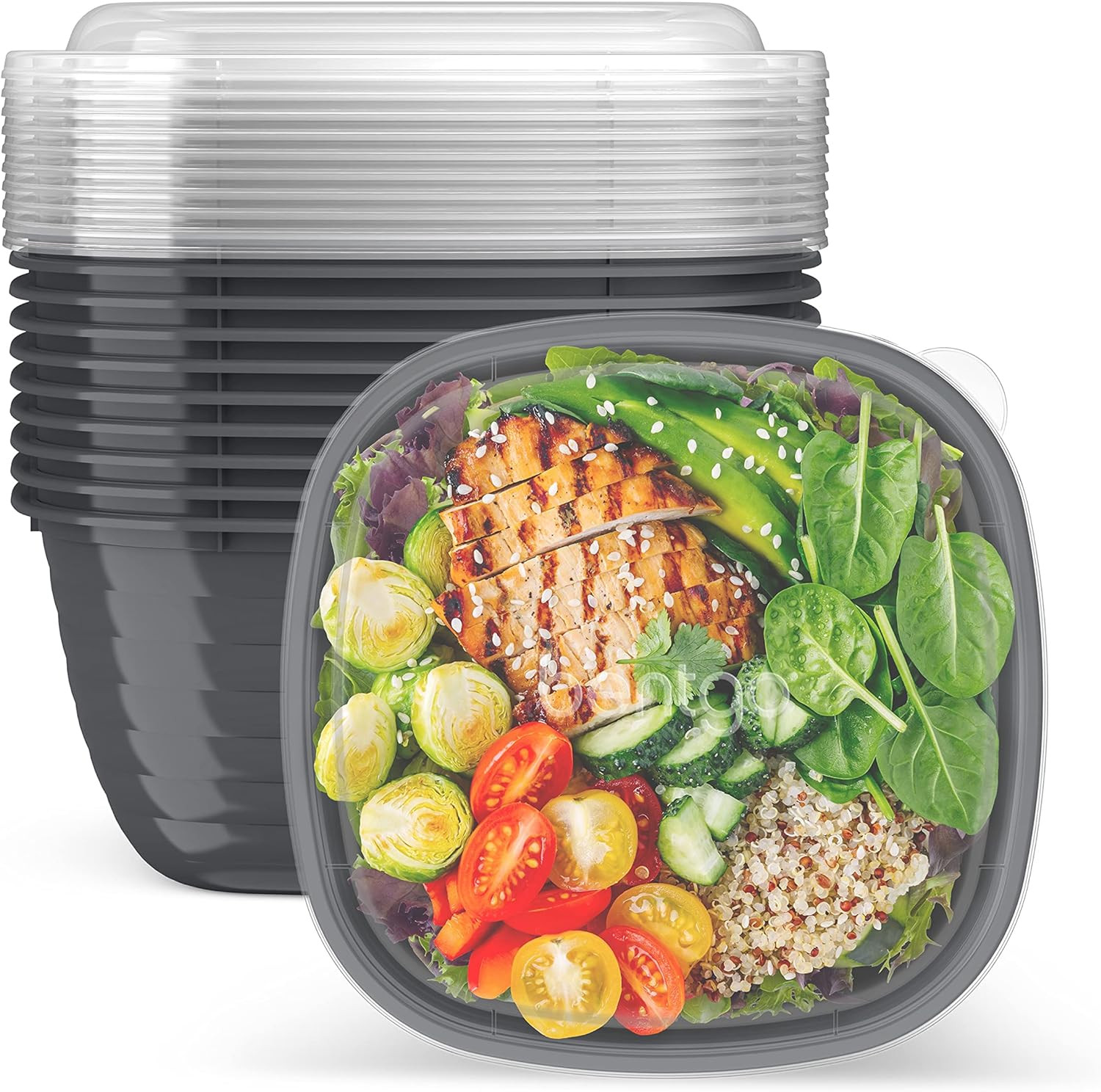 Prep – 1-Compartment Bowls with Custom Fit Lids – Reusable, Microwaveable, Durab