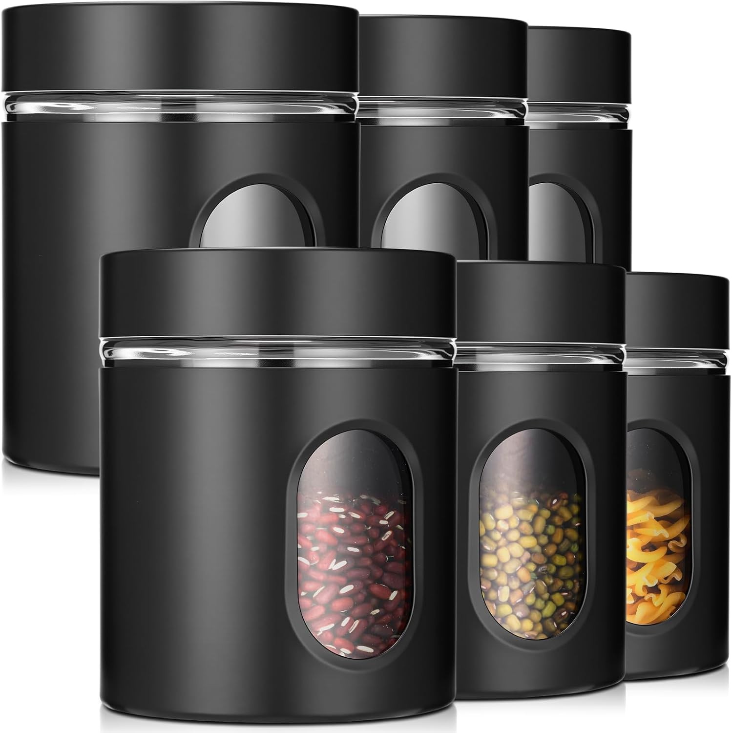 6 Pack Kitchen Canisters Set 20 oz Airtight Stainless Steel Canister Food