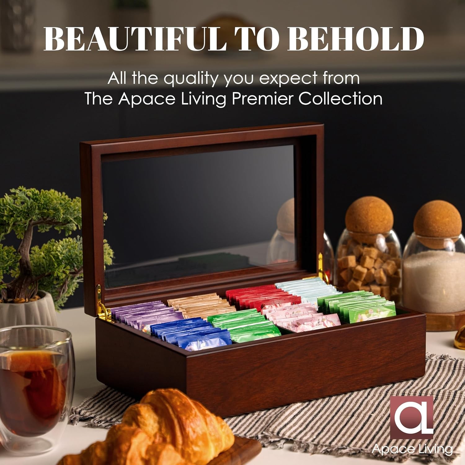 Tea Box – Luxury Wooden Tea Bag Organizer from The Apace Premier Collection – 8