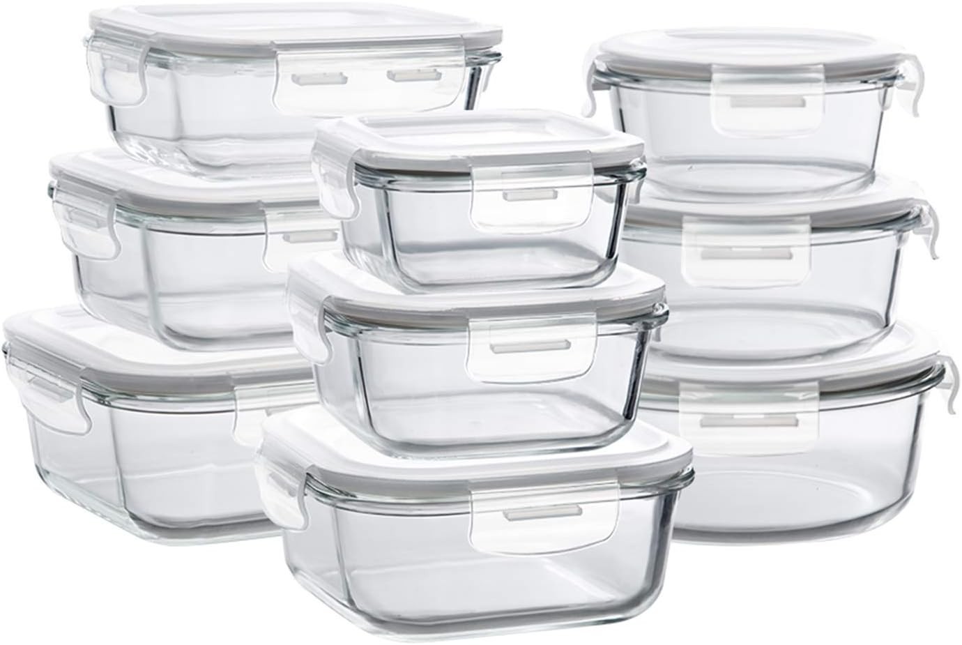 9-Piece Glass Storage Containers Set – Airtight & Leak Proof Meal Prep Solution