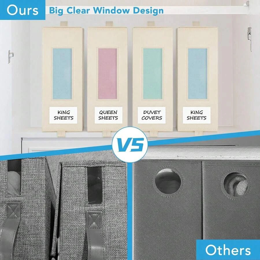 3-Piece Bedding Storage Set Large Sheet Blanket Organizers Clear Window