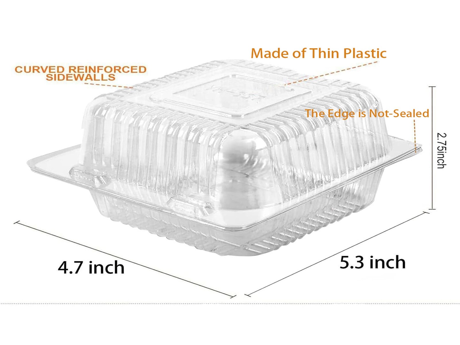 100 Count Clear Plastic Hinged Take Out Containers Clamshell Takeout Tray Food