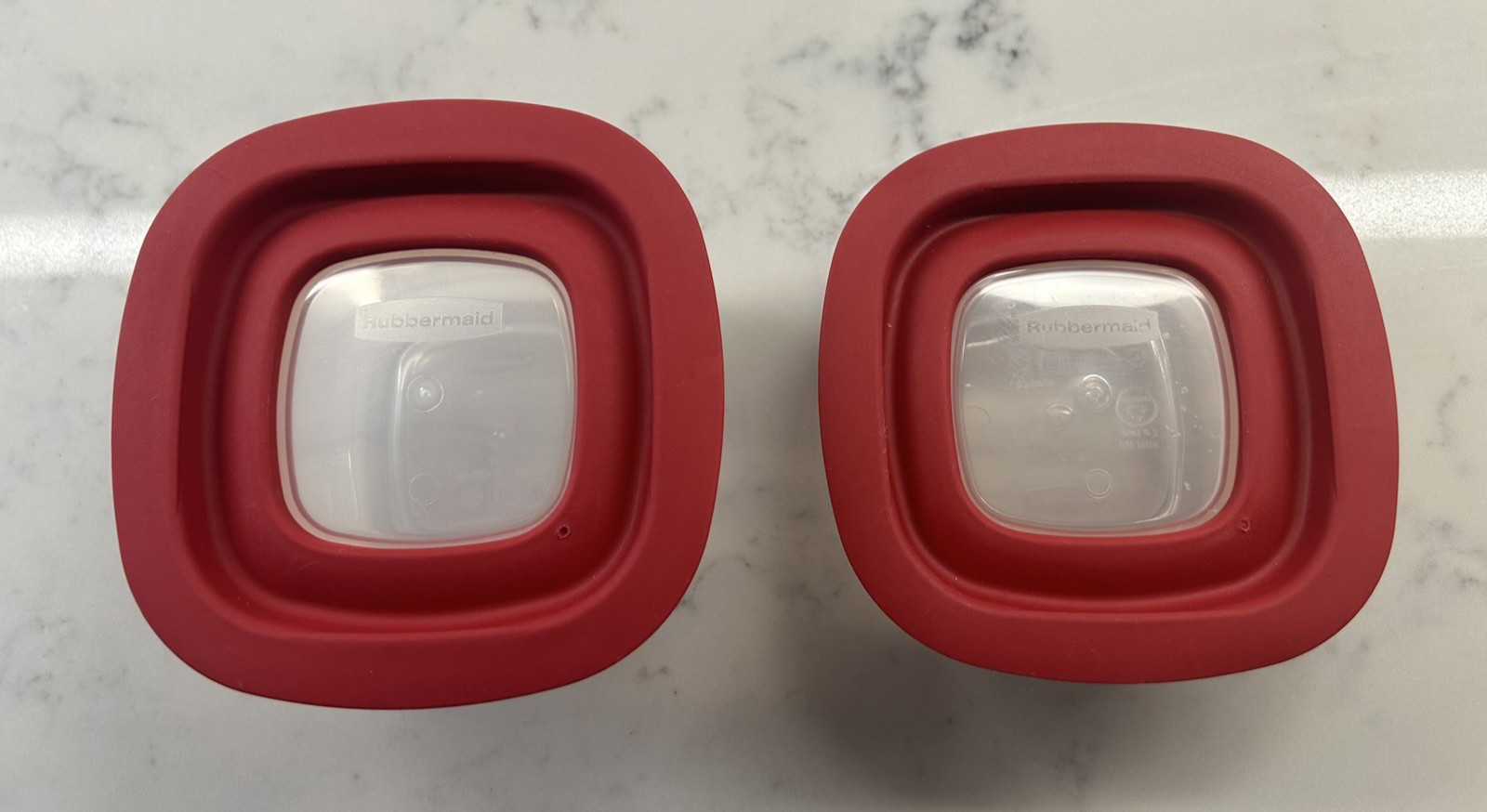 Rubbermaid Premier Food Storage Containers Red Rubber Window Lids 2c & 1 1/2c