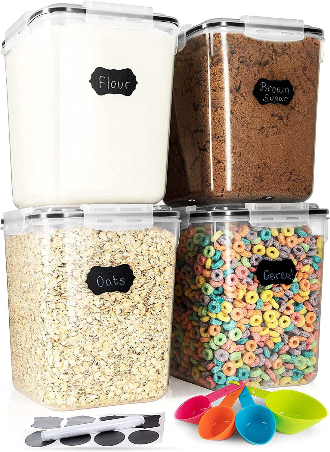 Storeganize Flour Sugar Storage Containers (5.3L/4Pk) Great Rice Canisters Sets