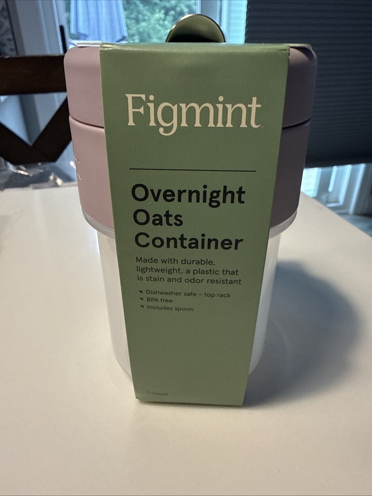 Figmint Overnight Oats Container with Lid and Spoon Portable Breakfast Oatmeal