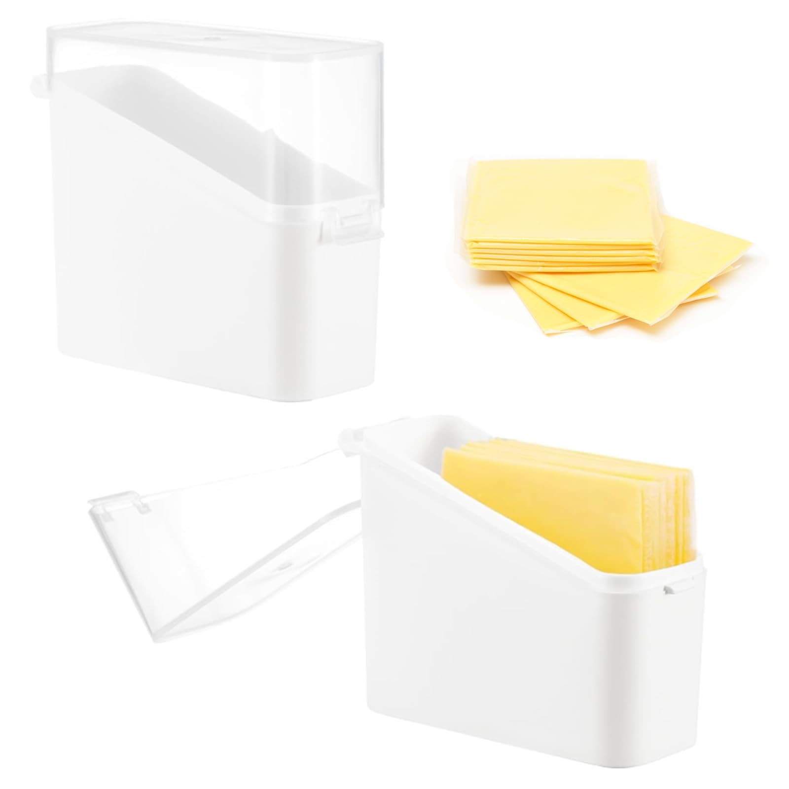 Sliced Cheese Container for Fridge, 2Pcs Clear Airtight Slice Holder Containe…