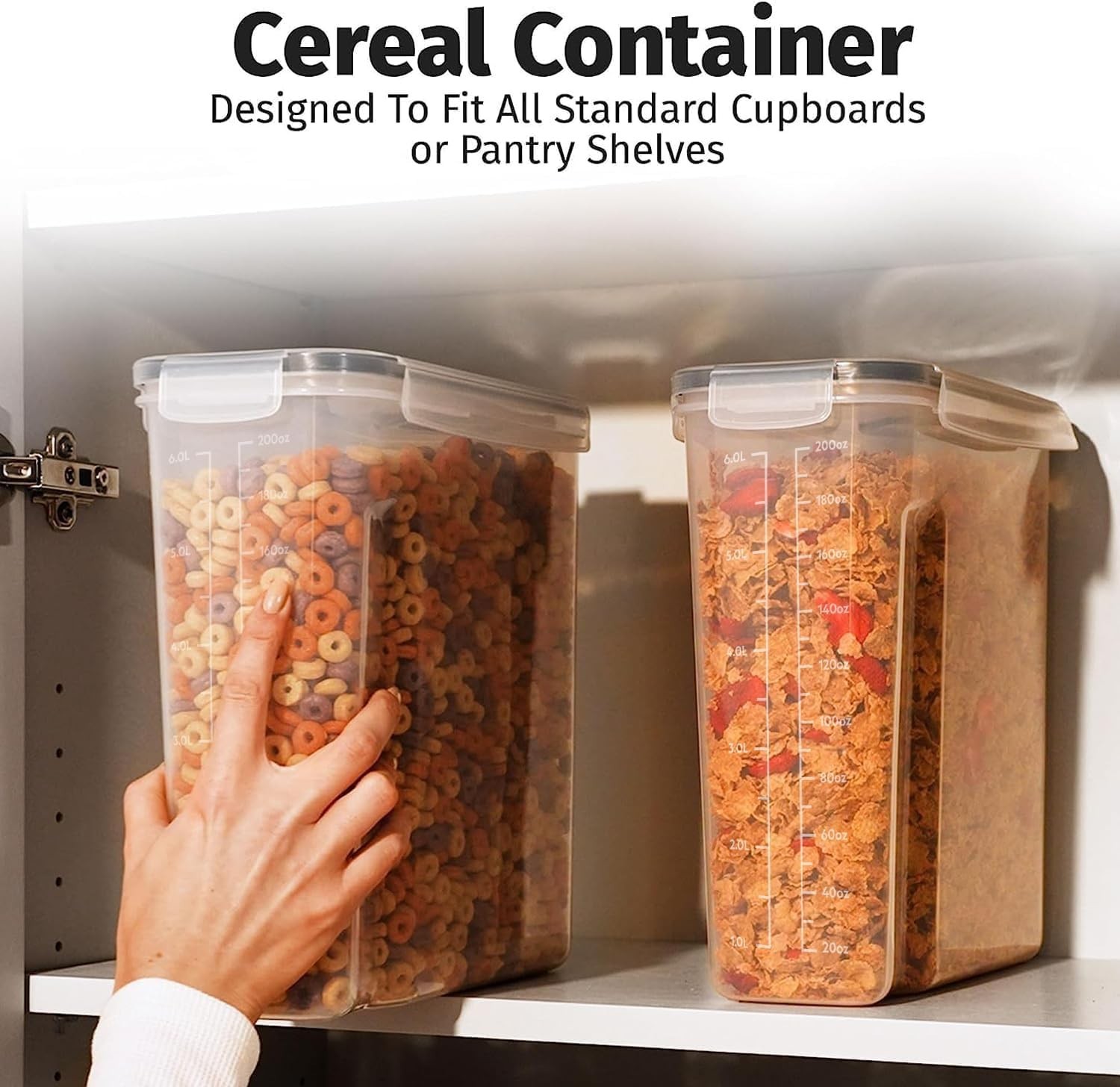 2Pcs 6.3L Extra Large Airtight Cereal Containers Bpa-Free Pantry Rice Pasta