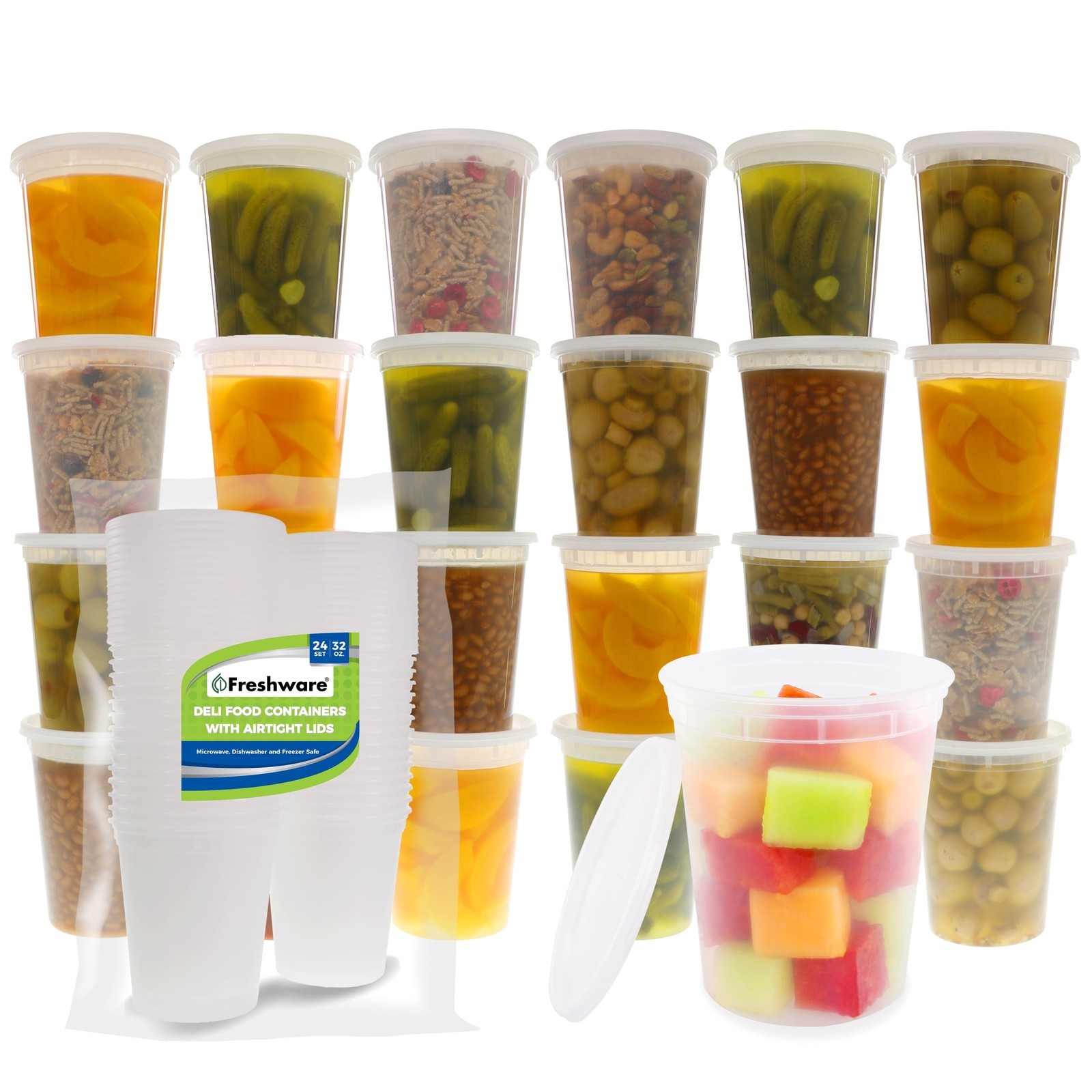 24-Set of 32 oz BPA-Free Food Storage Containers W/ Lids