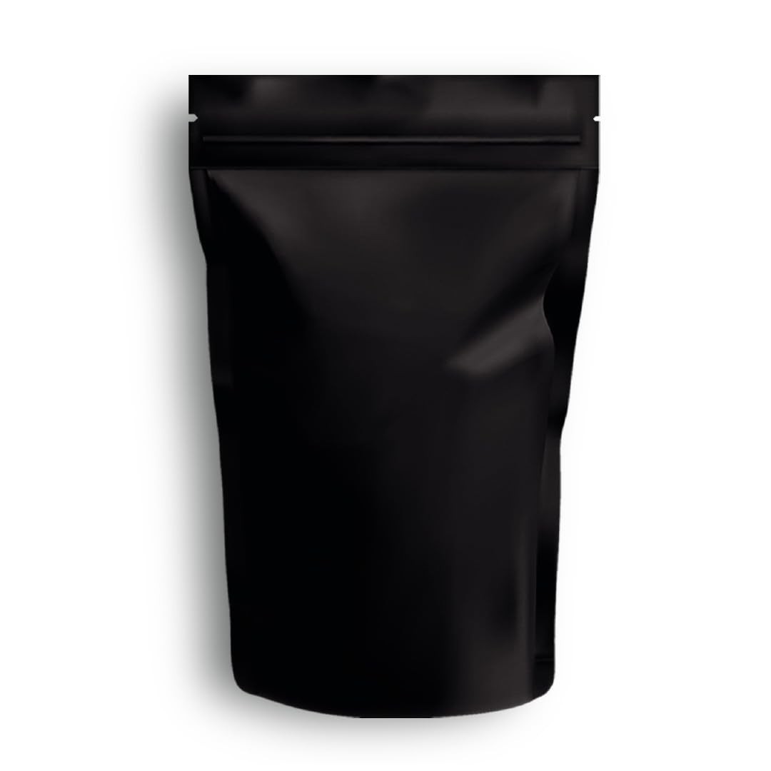 100PCS Matte-Metallized Black Stand-Up Pouch Resealable Bags (17x25cm (6.7×10″))