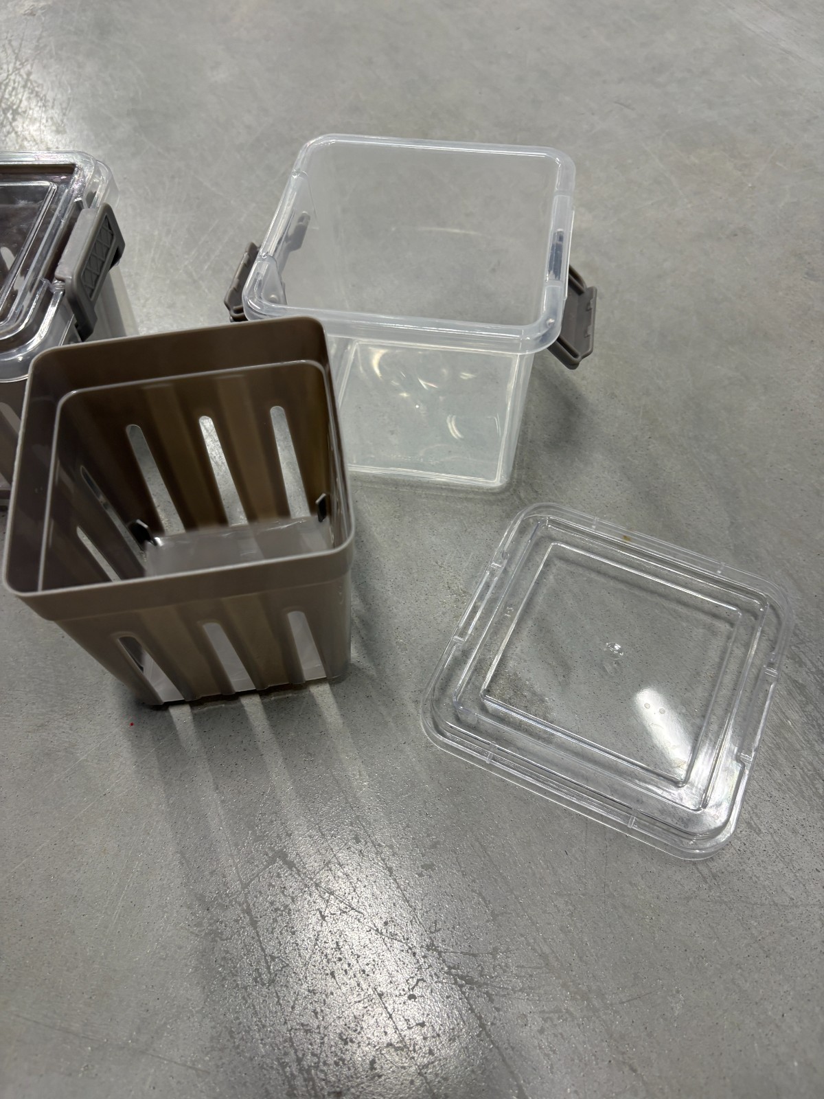 Storage Container for Fruits & Vegetables Gray Plastic Clear w Grey Set of 2