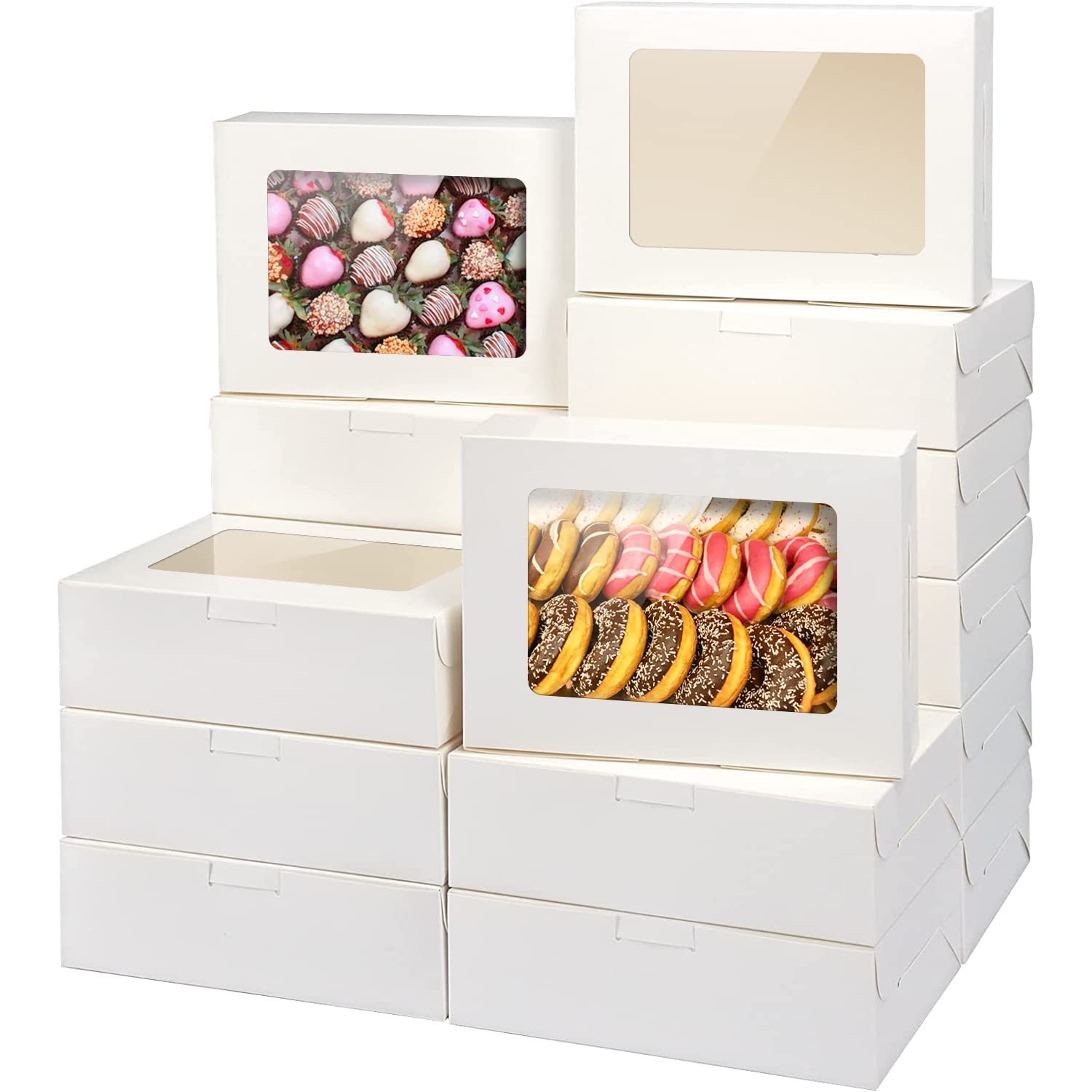 8x6x2.5In 20pcs White Cookie Boxes with Window, Pastry Boxes for Gift Giving,…