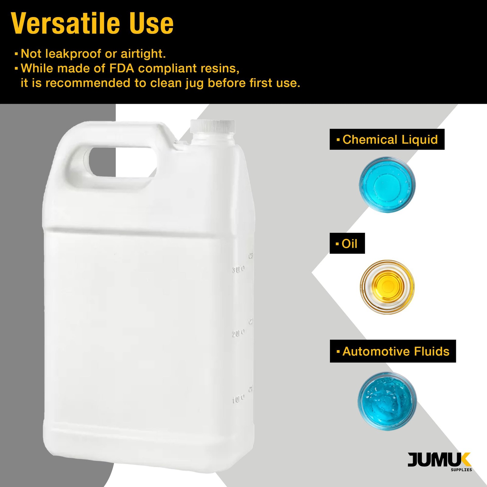 Jumuk Supplies 1 Gallon Plastic Jugs with Lids, Water 128 Ounces, White