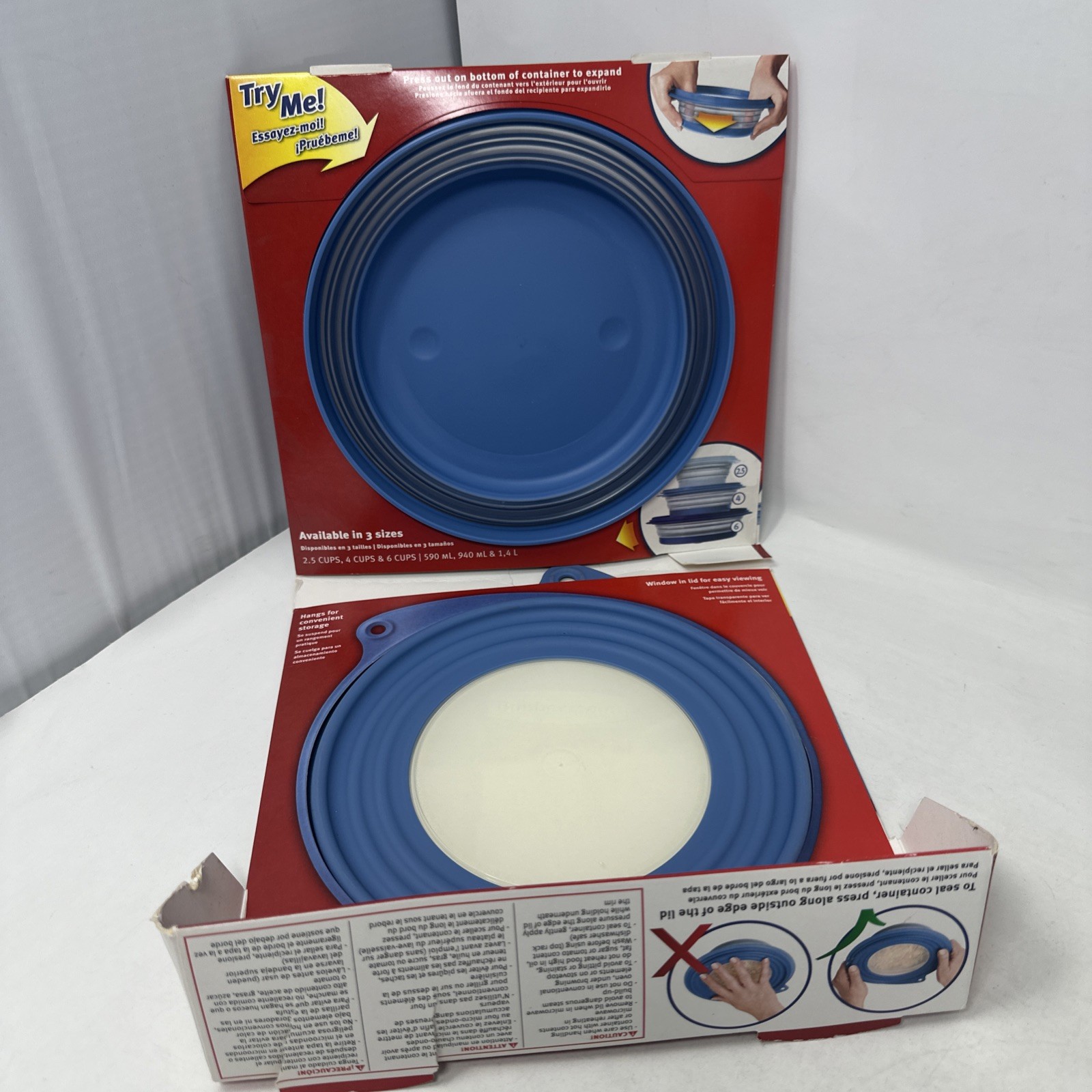 Rubbermaid COLLAPSIBLE 4 Cup Food Storage Container Blue Bowl Lid Vintage RARE