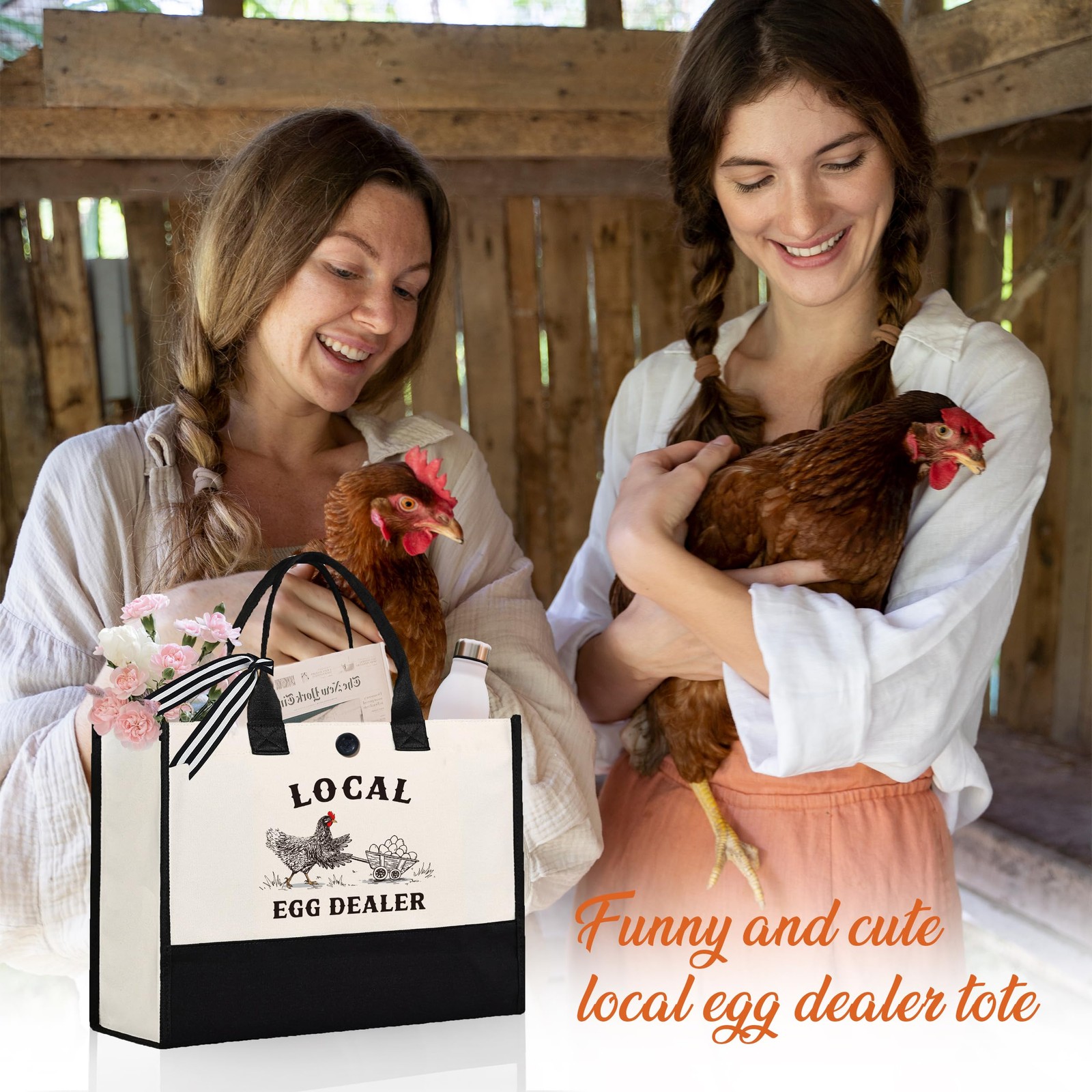 Craftique Chicken Gifts For Women-Funny Local Eggs Dealer Tote Bag Unique-