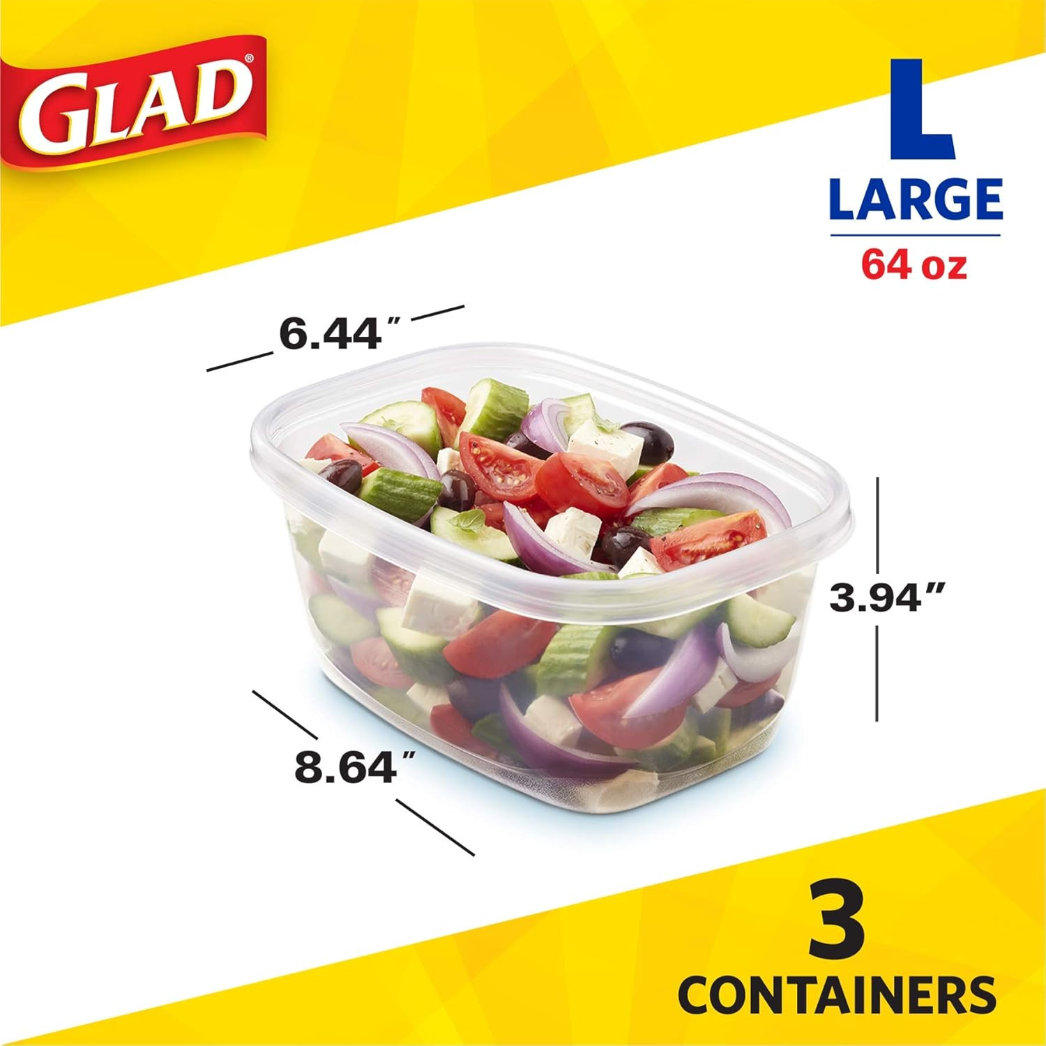 Glad Gladware Deep Dish Food Storage Containers Lids Large Rectangle BPA Free Me