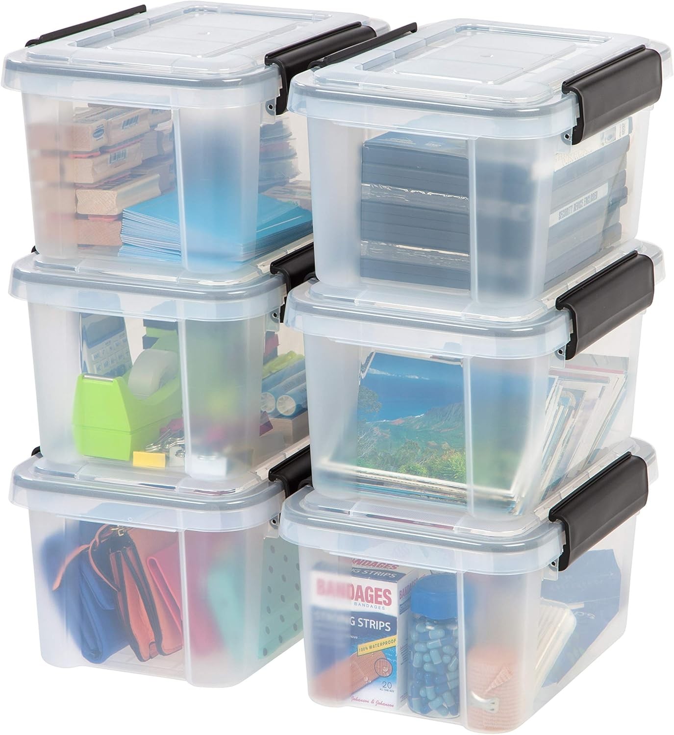 IRIS USA WeatherPro 32 Qt Storage Bins W/ Lids 4 Pack BPA-Free Plastic Gasket