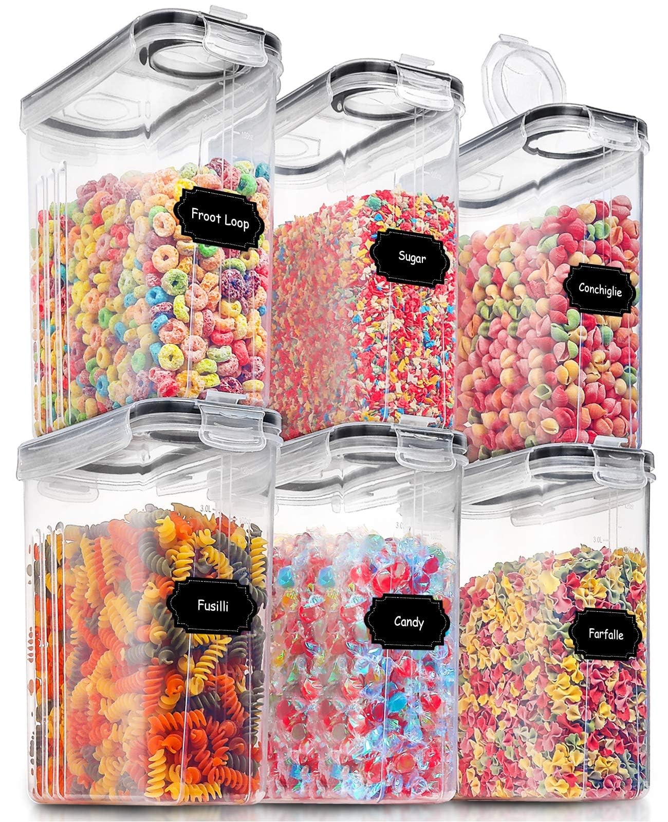 Large Dry Food Storage Containers With Lids 6pcs Airtight Cereal Containers Stor