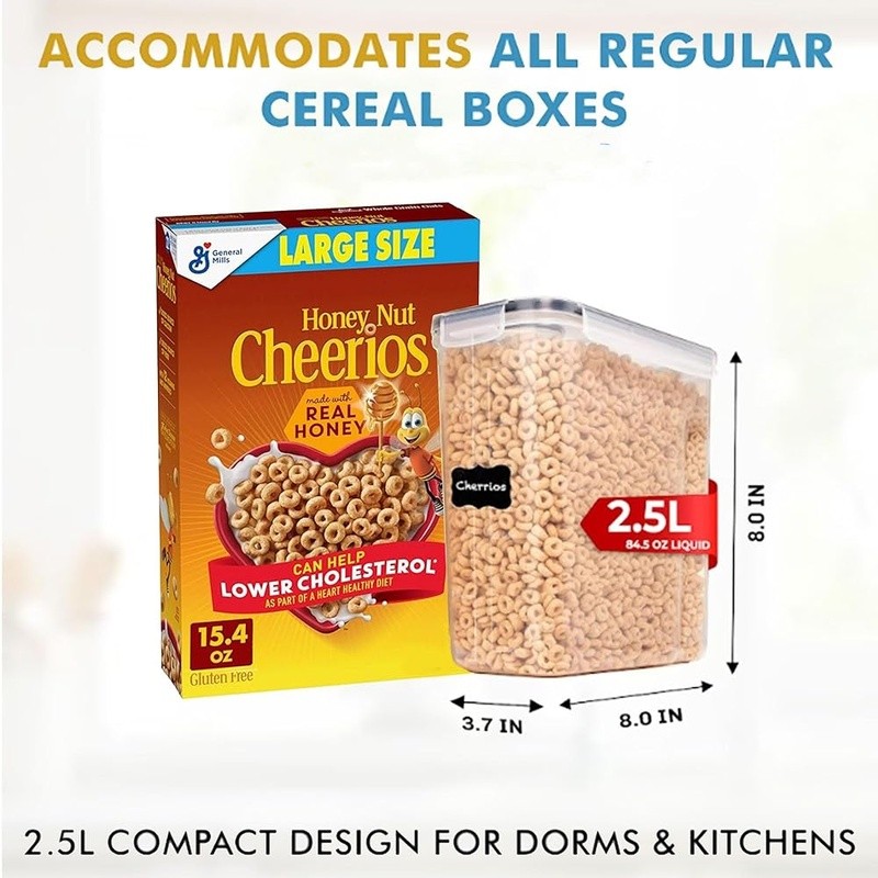 Airtight Food Storage Containers Cereal Holders BPA Free Kitchen Organizers New
