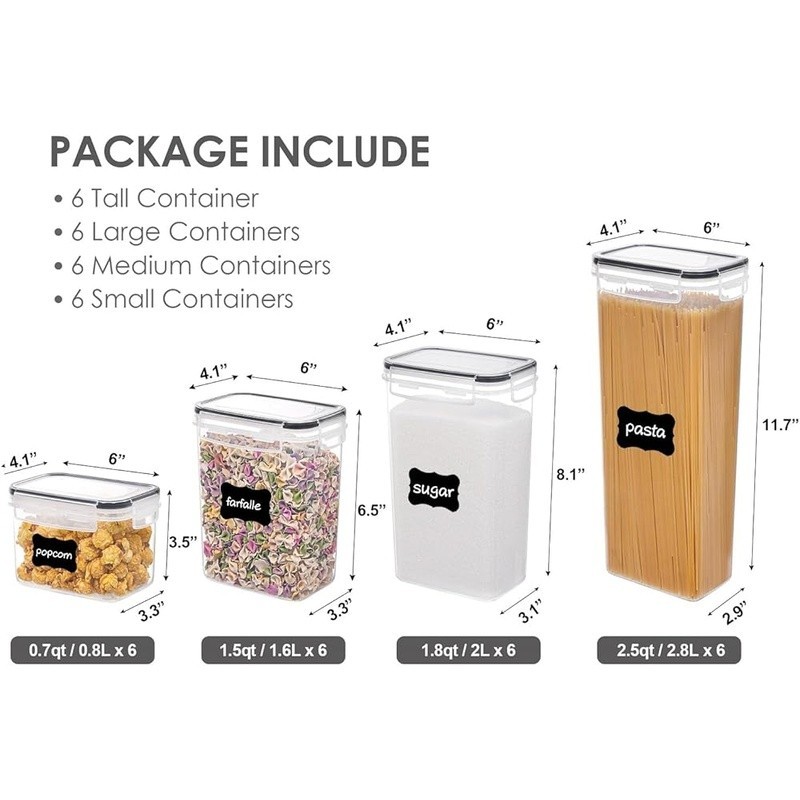 Airtight Food Storage Containers Set W/ Labels BPA Free Kitchen Organizer New