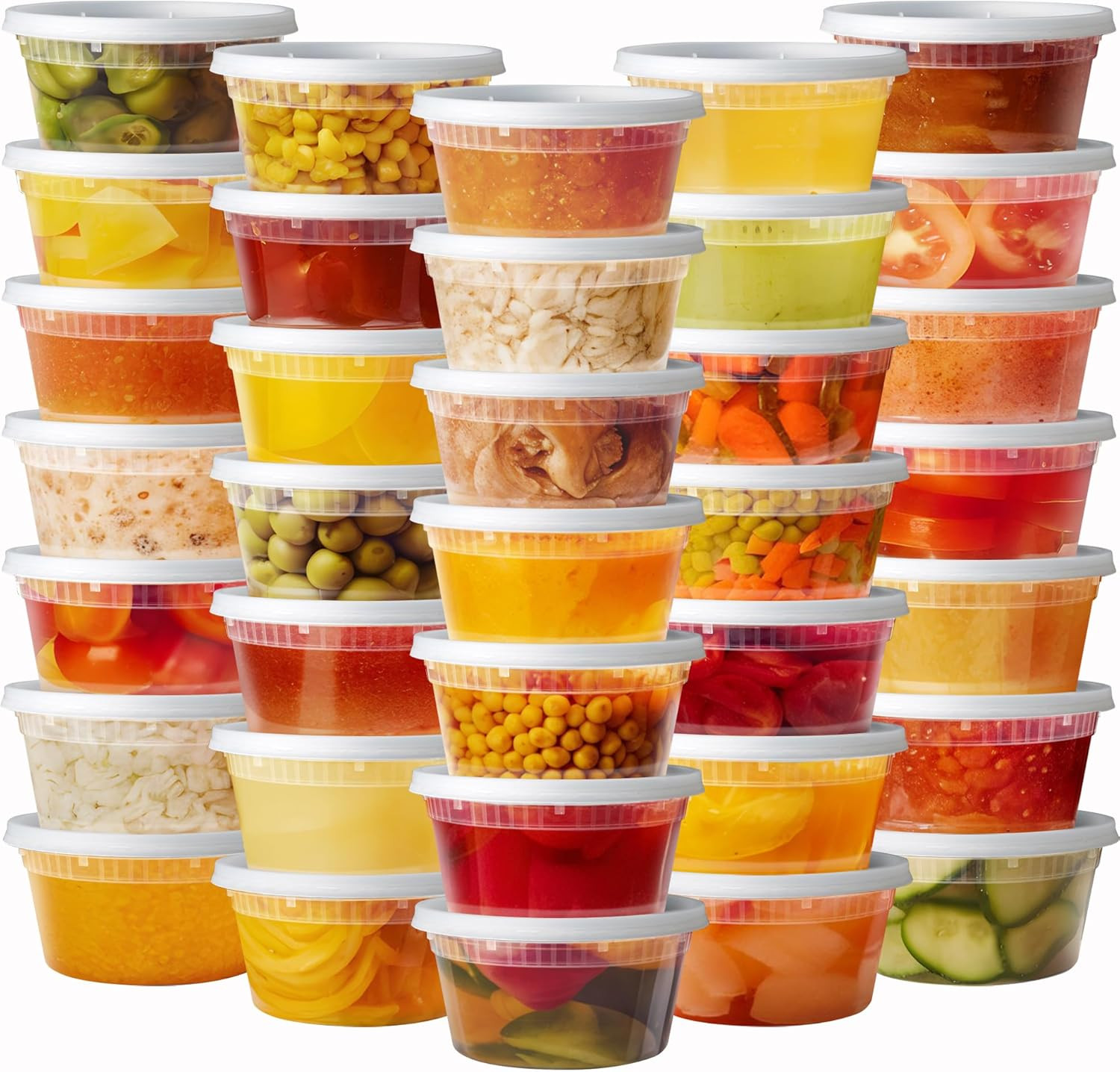 [12 Oz. – 48 Count Plastic Food Storage Deli Containers with Lids – Perfect for