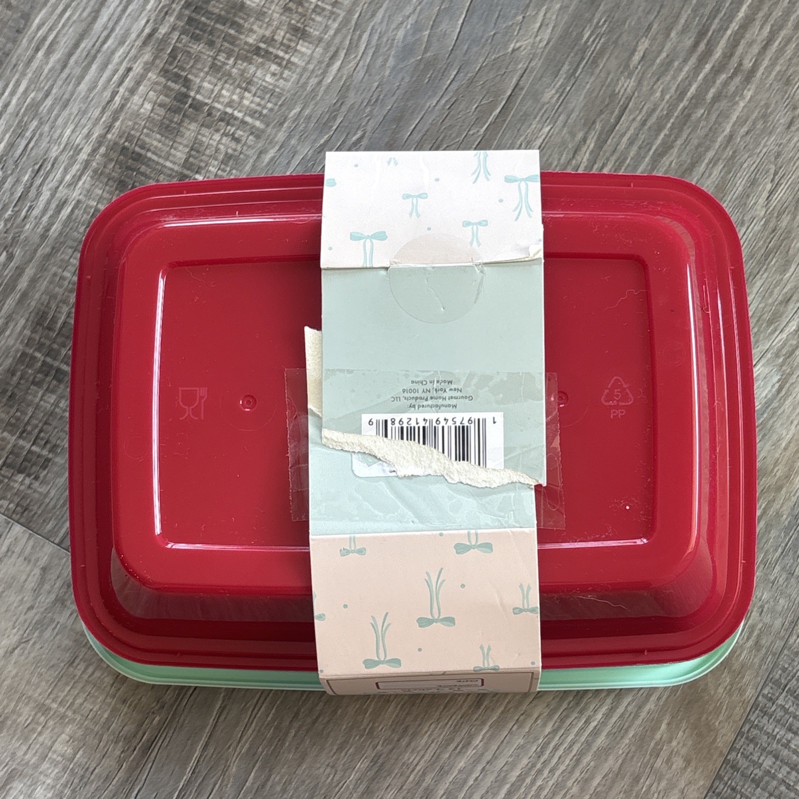 7 Containers With Lids Gourmet Kitchen Meal Prep Set Reusable Light Green & Red