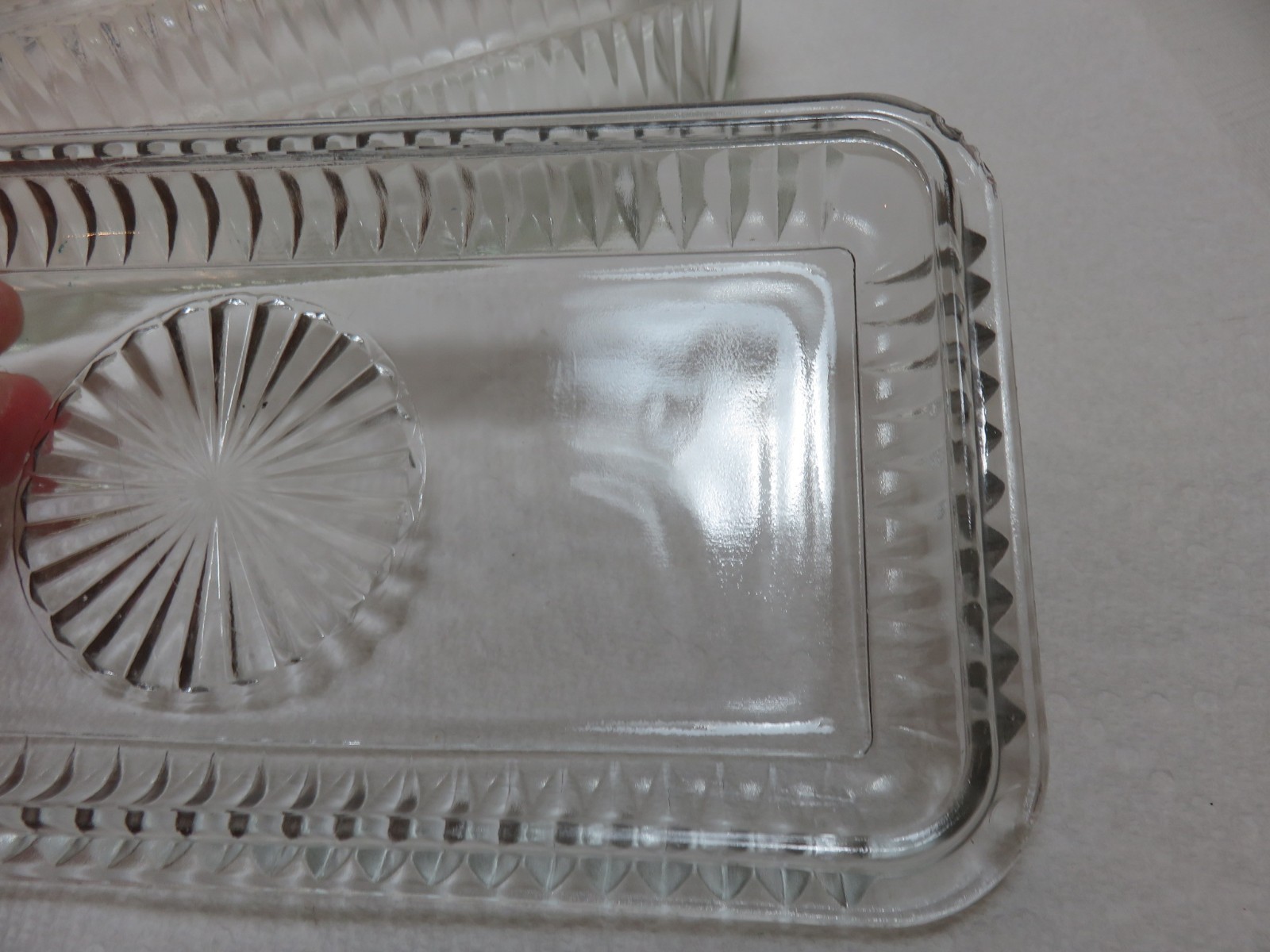 Vintage clear refrigerator jar and lid 8 1/2 inches long