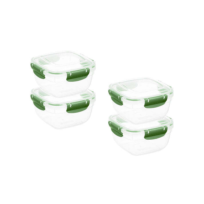 Superio Plastic Food Storage Containers, Airtight Lids, 30 oz., Green, 4 pack