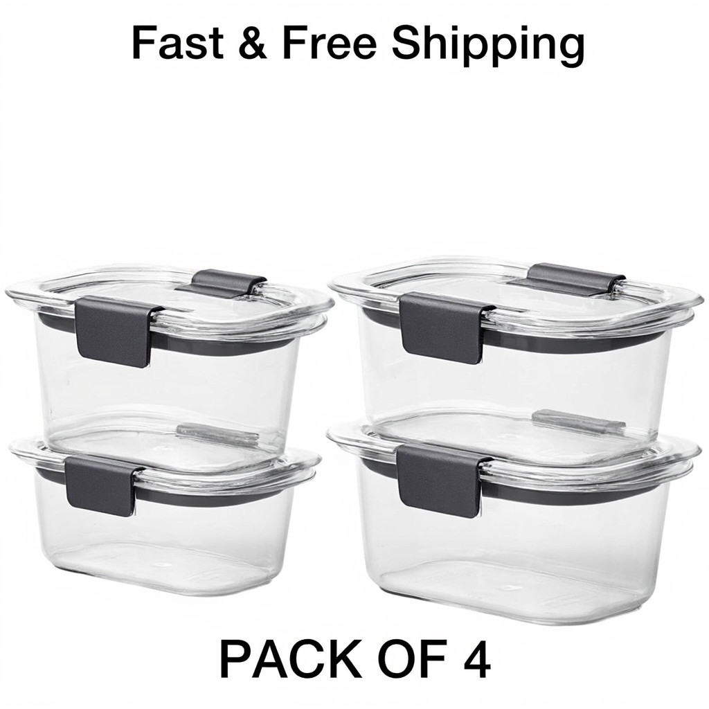 Rubbermaid Brilliance 1.3 Cup Stain-Proof Food Storage Container, Pack of 4