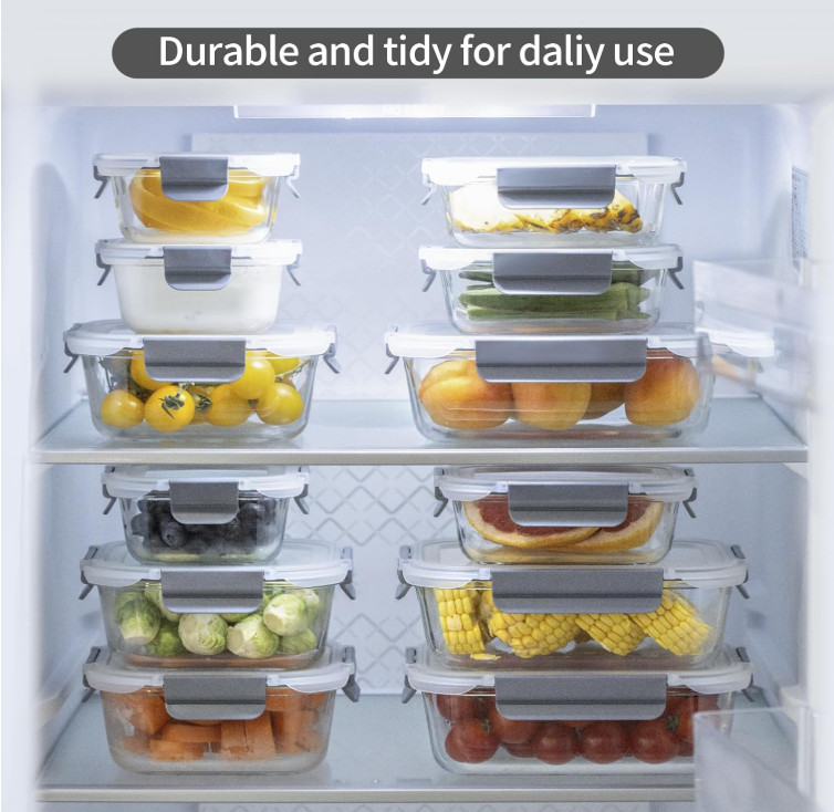 Contenedores de Cristal 24 Pzas Antifugas BPA Free para Alimentos y Lunch