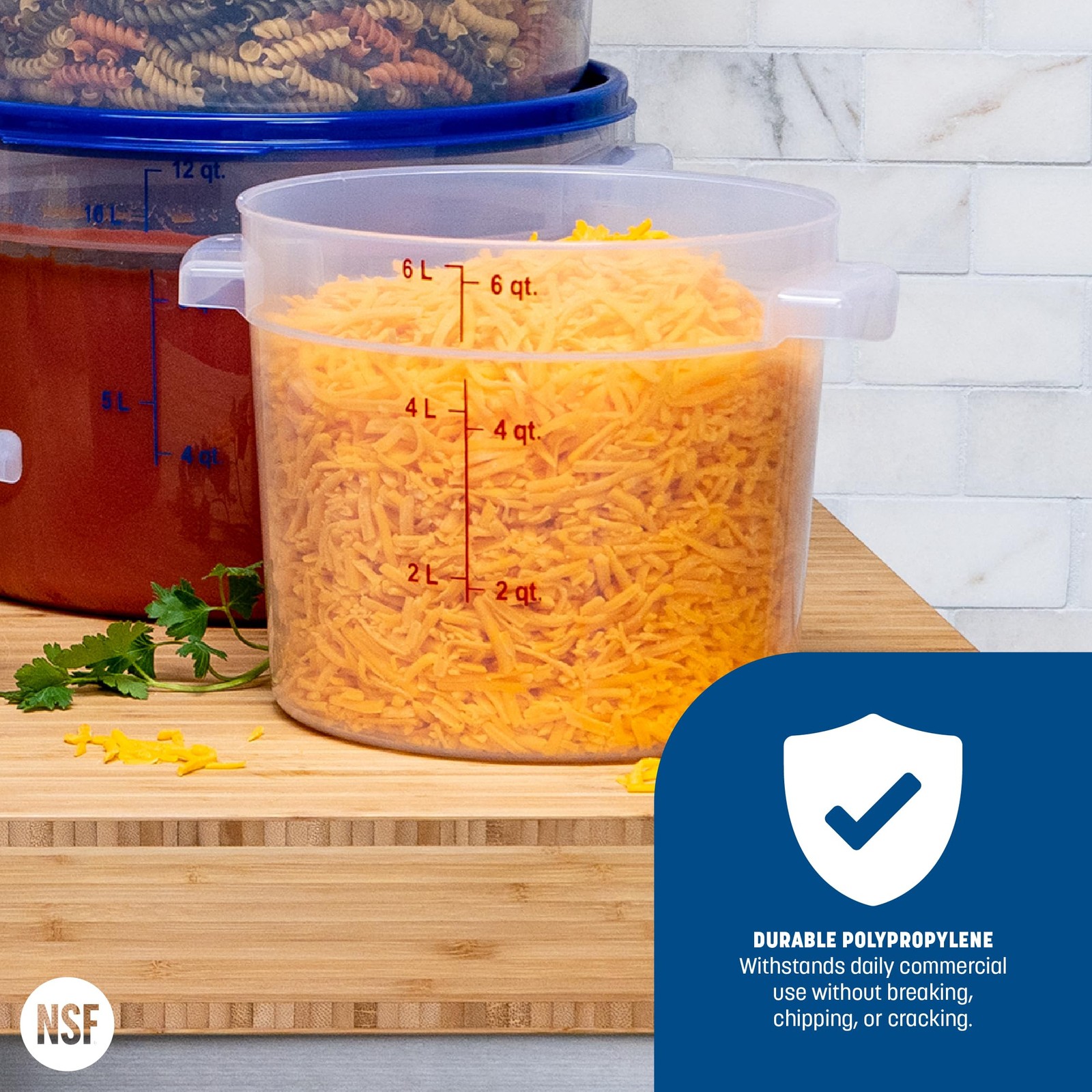 Carlisle FoodService Products Storplus Round Food Storage Container,6Quart,Clear
