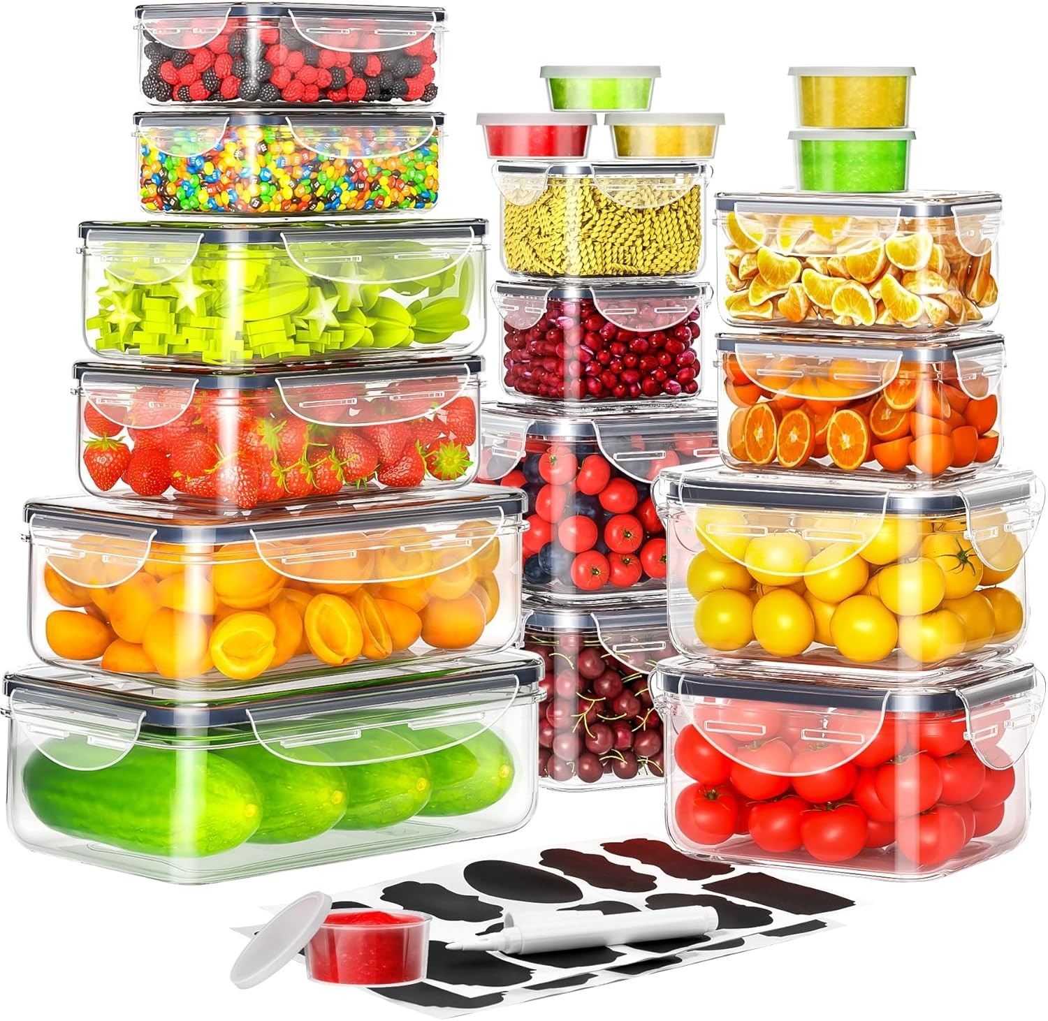 40 PCS Food Storage Containers with Lids Airtight (20 Containers & 20 Lids), …