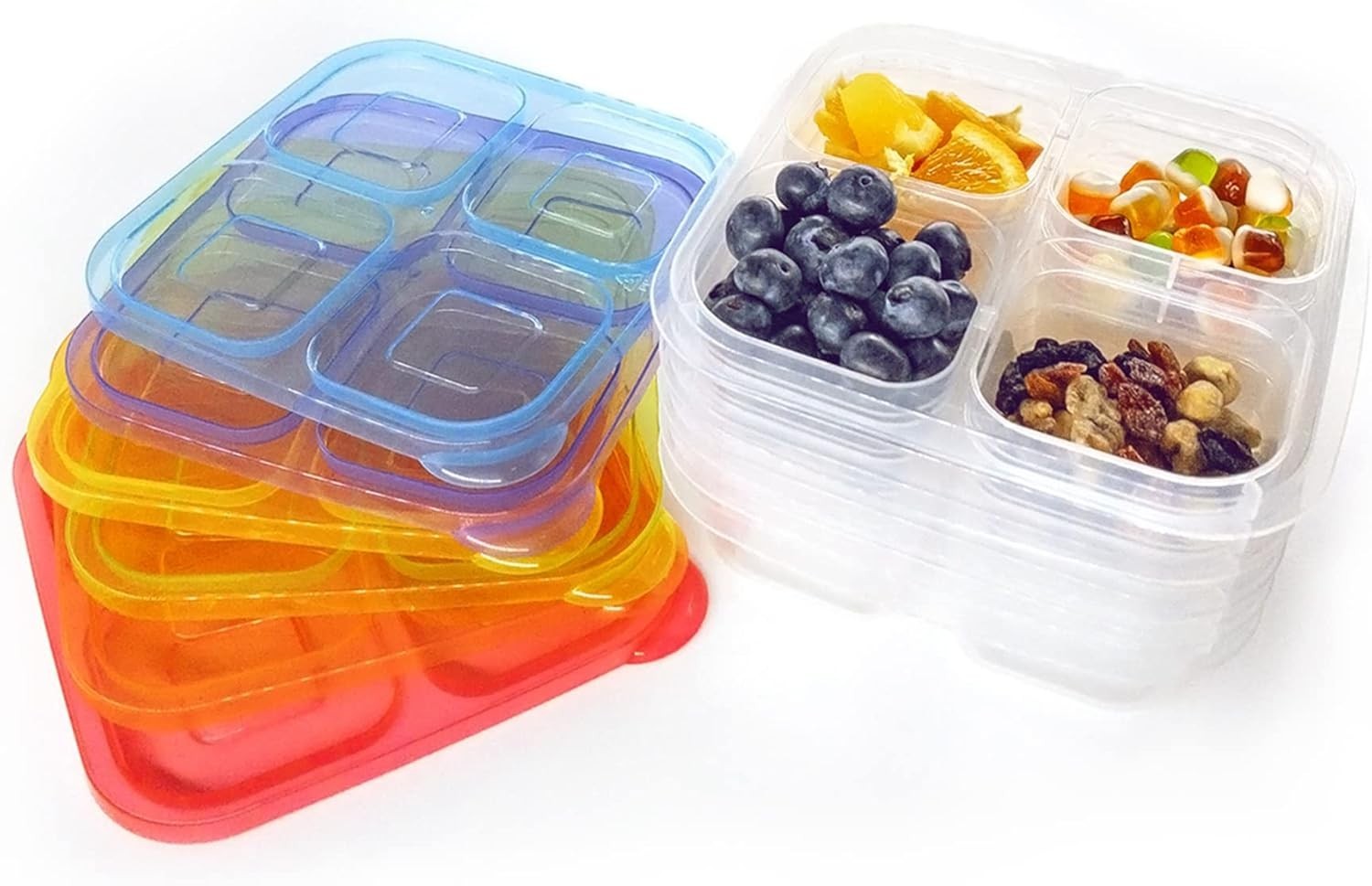 Classic Color 4-Compartment Meal Prep Containers: Set of 6, Microwave Safe