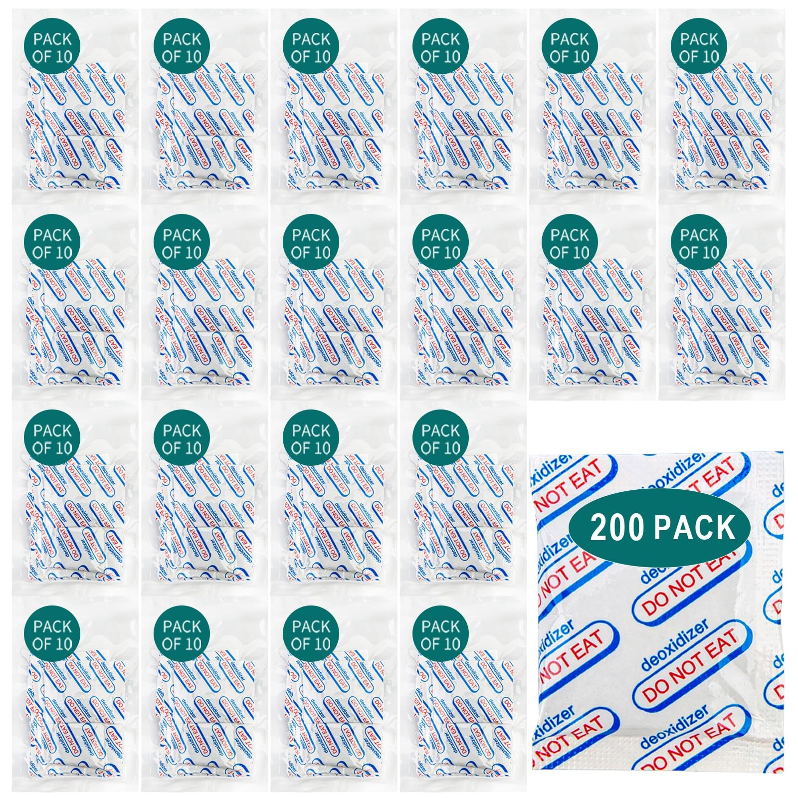 200 Packs 500CC Food Grade Oxygen Absorbers (10 Packs x 1 Vacuum Bag) – Long …