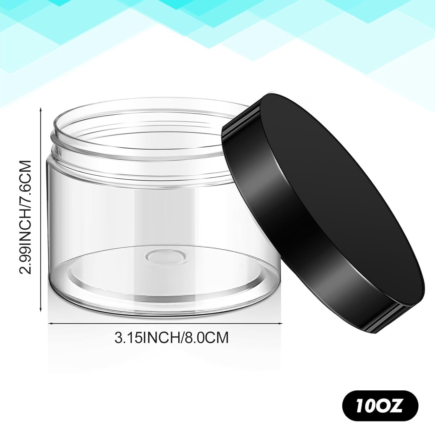 6 Pack 10 oz Plastic Jars Containers with Lids Wide-mouth Refillable Leakproo…