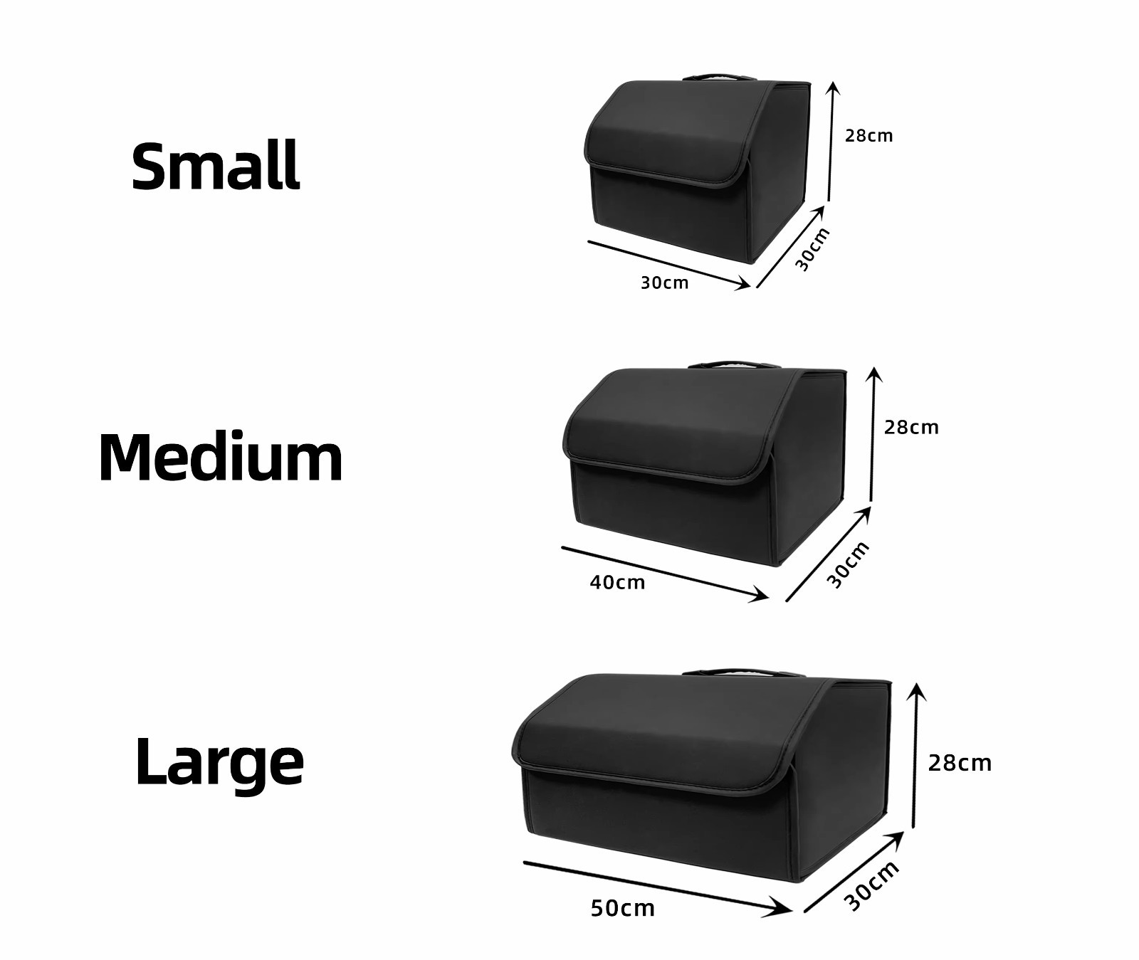 PU Leather Car Trunk Storage Organizer Collapsible Foldable Cargo Box Black