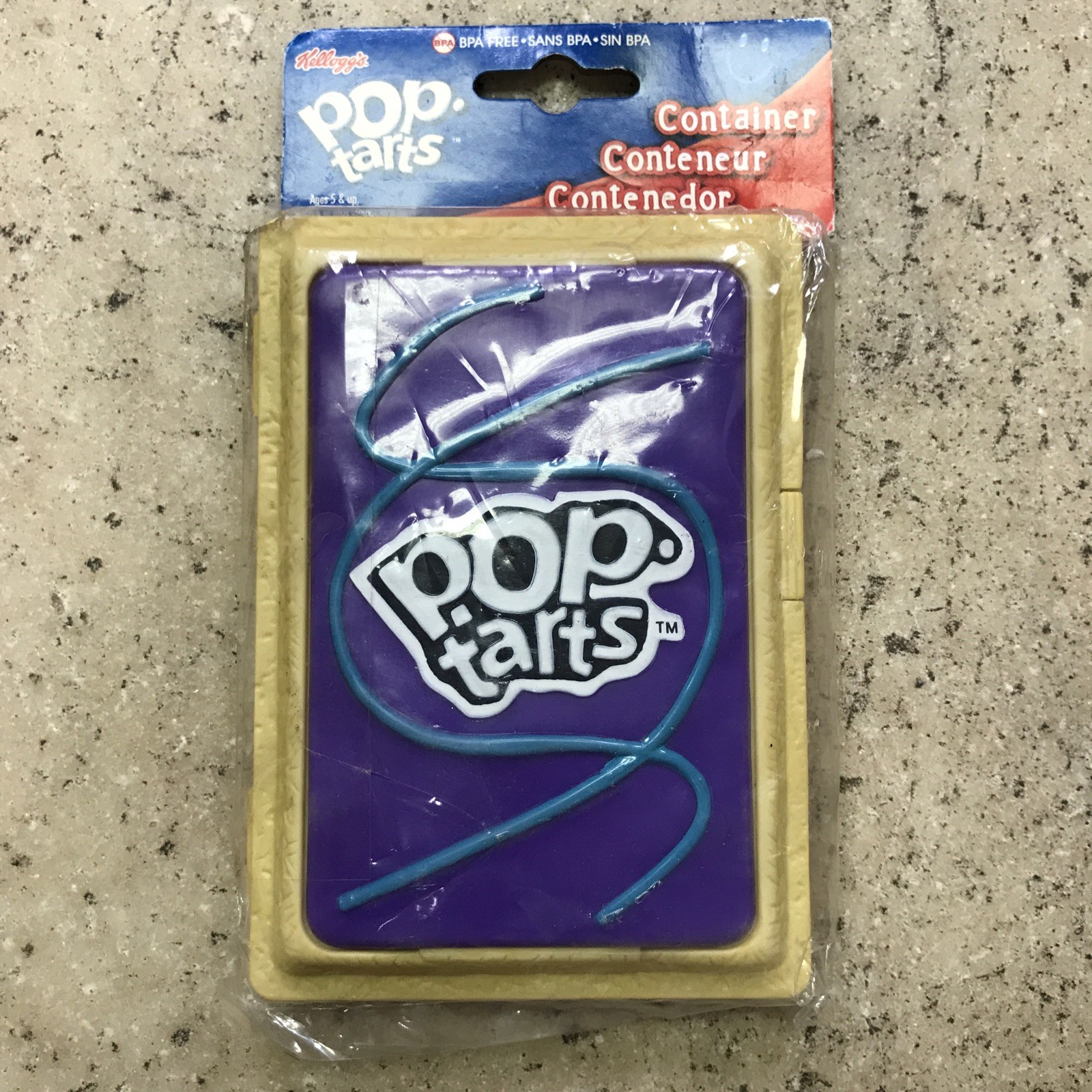 Vintage NIP Kellogg’s Pop Tarts Container Purple Blue Swirls Holds 2 Pop Tarts