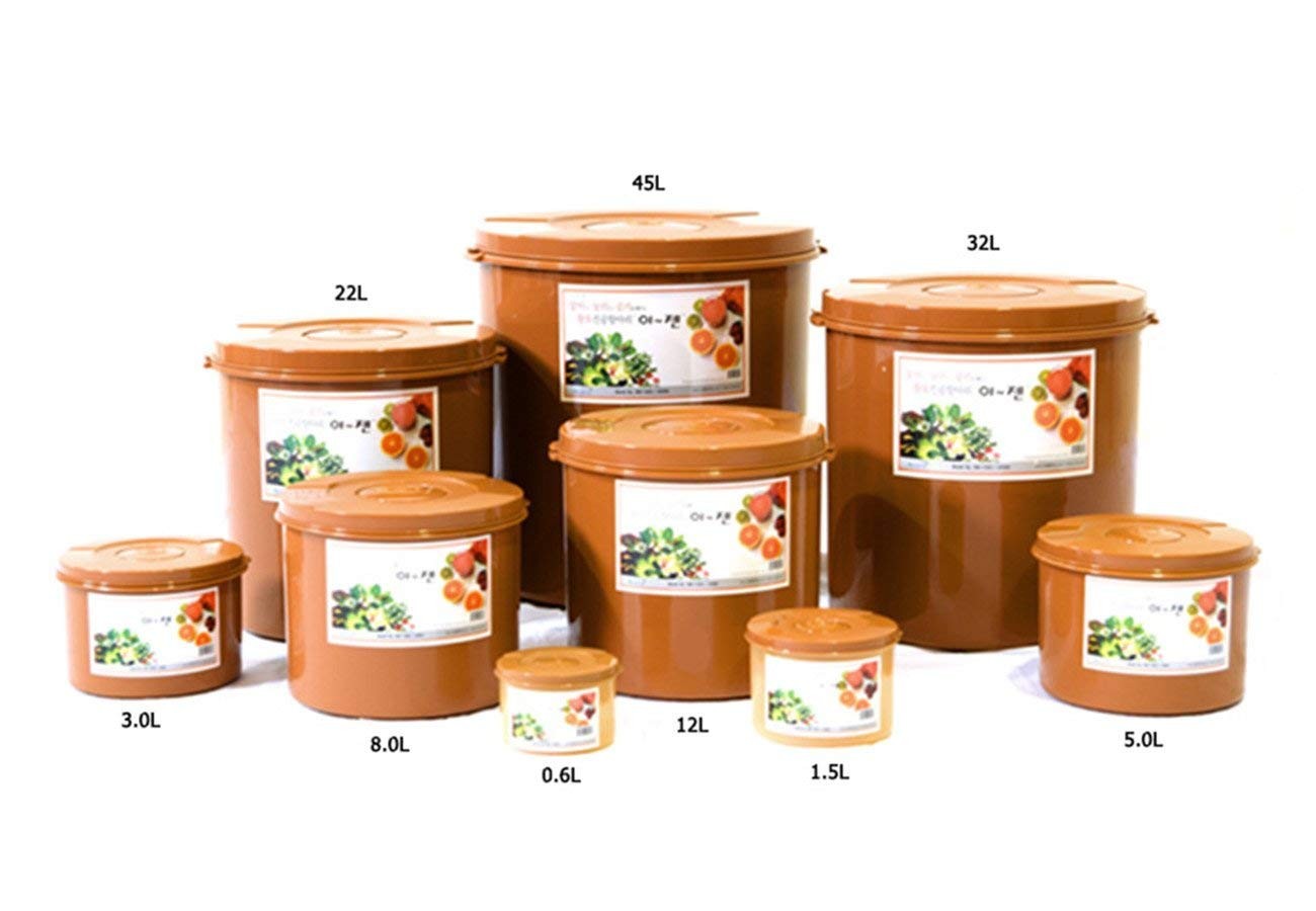 e-jen Premium Kimchi, Sauerkraut Container Probiotic 5 l, Earthenware Brown