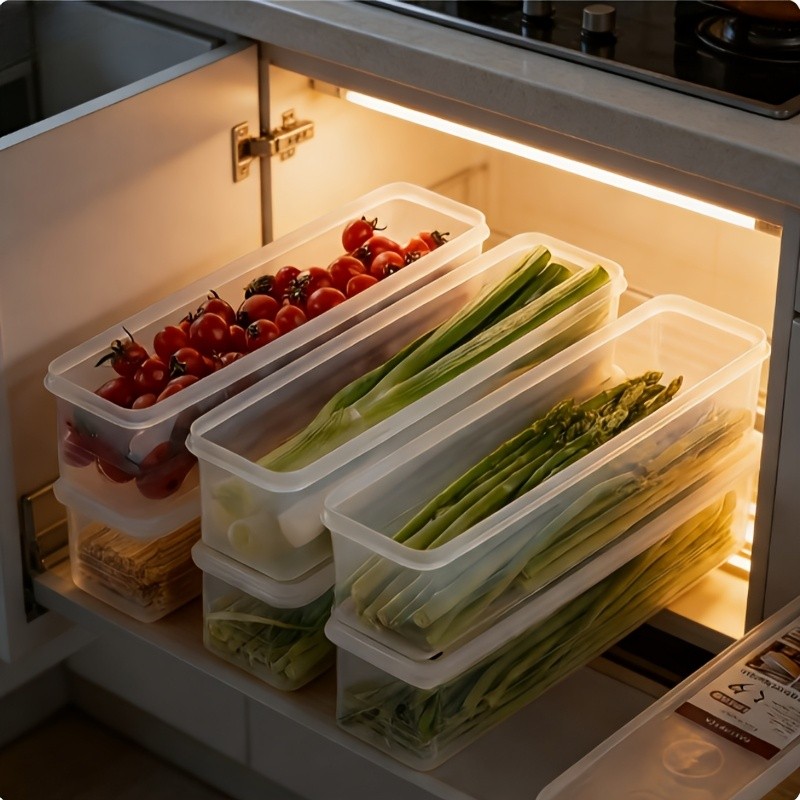 8pcs Transparent Stackable Refrigerator Storage Boxes with Lids