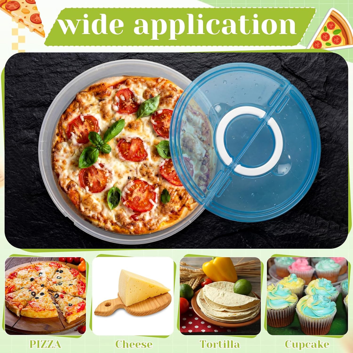 2 Pie Carrier with Lid and Handle 12 Inch round Plastic Food Storage