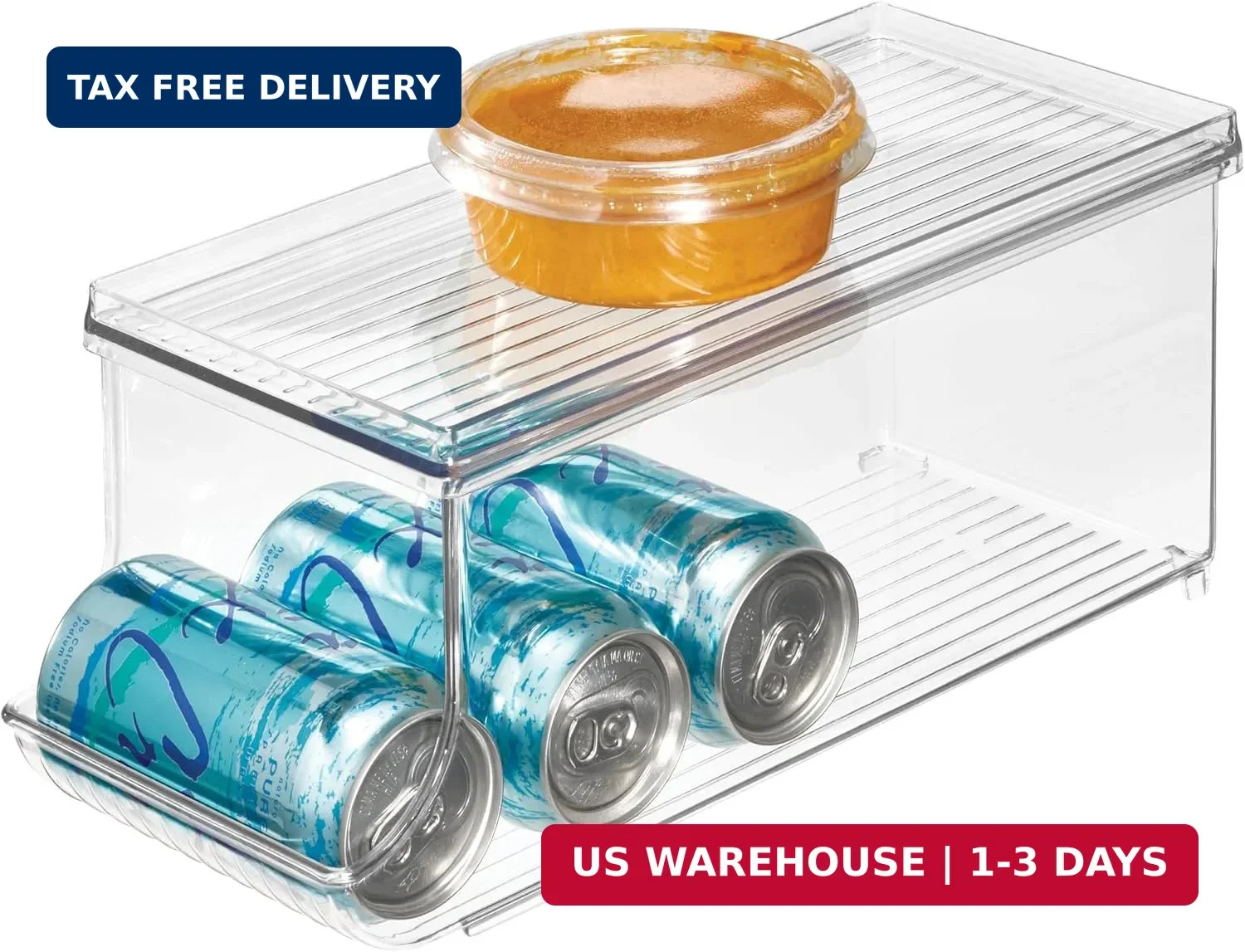 Soda Can Organizer with Lid for Pantry or Refrigerator – Clear