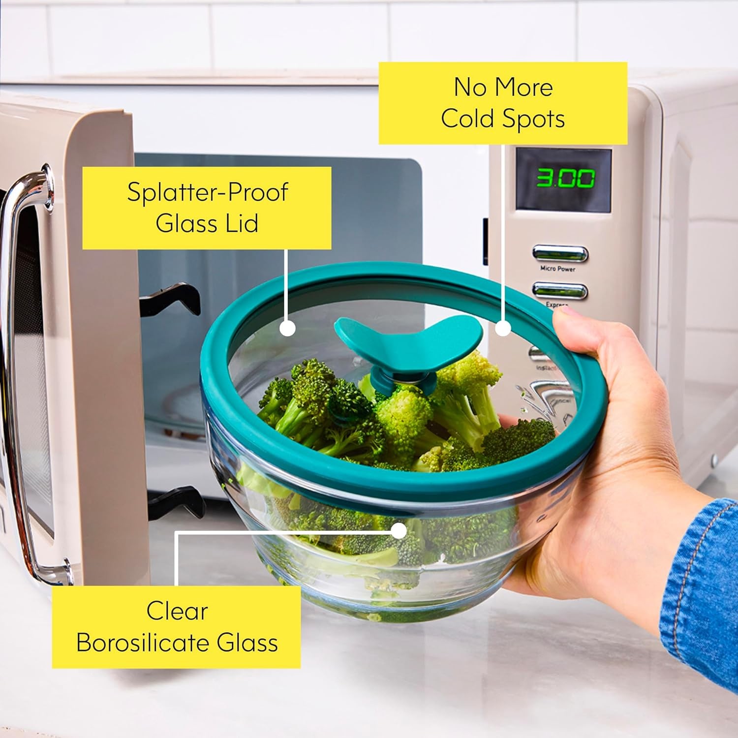 8-Cup Glass Food Storage with Glass Lid, Round Deep Dish | Plastic-Free Meal