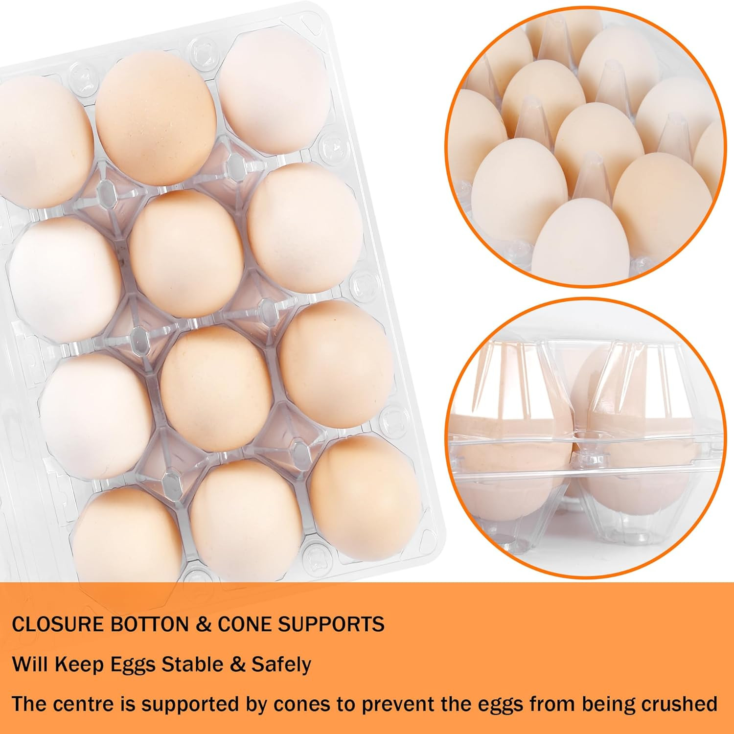 100 Pack 12 Count Plastic Egg Cartons – Bulk Cheap Clear Reusable Egg Containers
