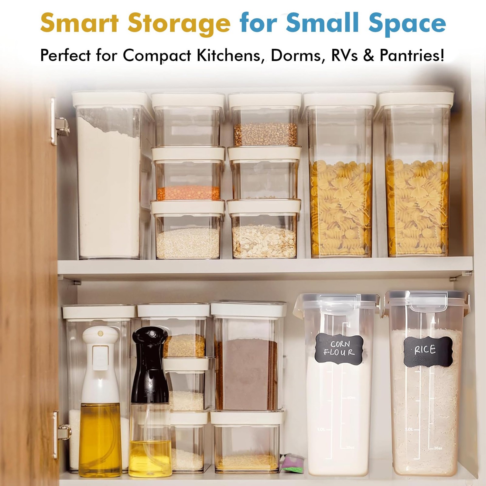 2 Pack (15.4 Oz Cereal Capacity) Small Airtight Cereal Containers Storage w/Lids
