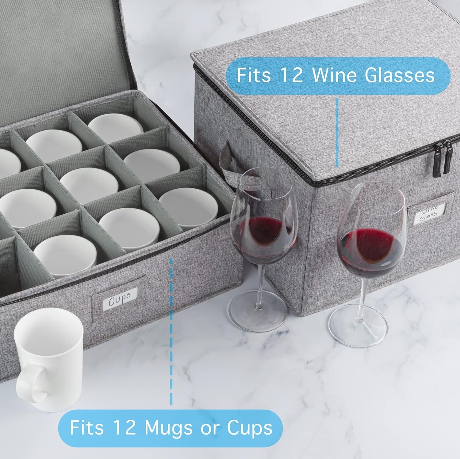 2 Stackable Glassware Storage Cases with Fully Padded Interior – Set of 12 pe…